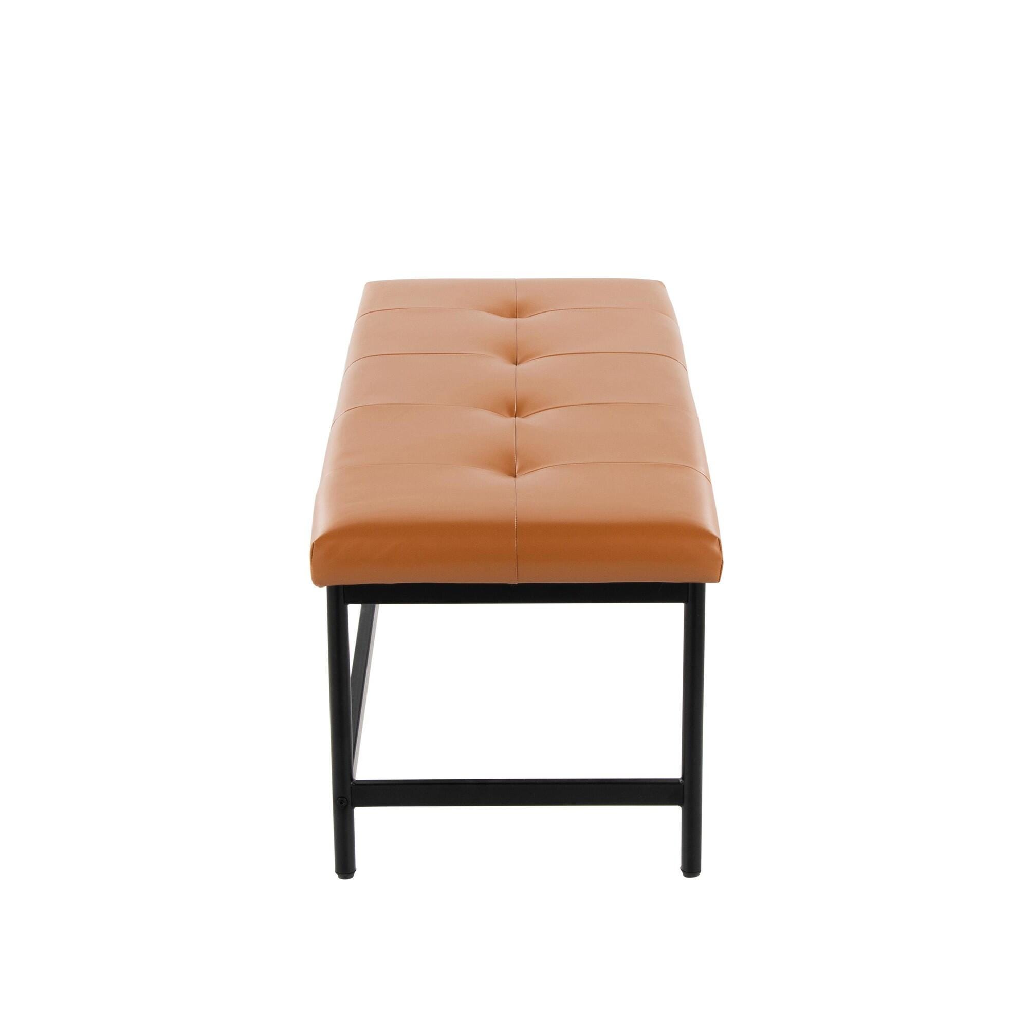 LumiSource Fuji 18" Dining Bench, Camel/Black, large