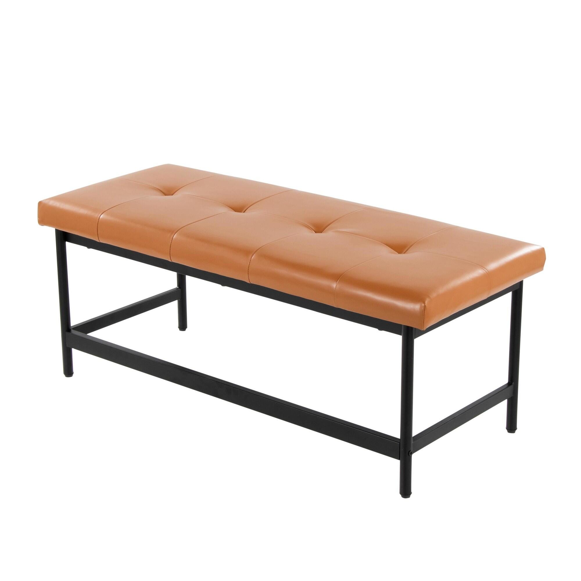 LumiSource Fuji 18" Dining Bench, Camel/Black, large