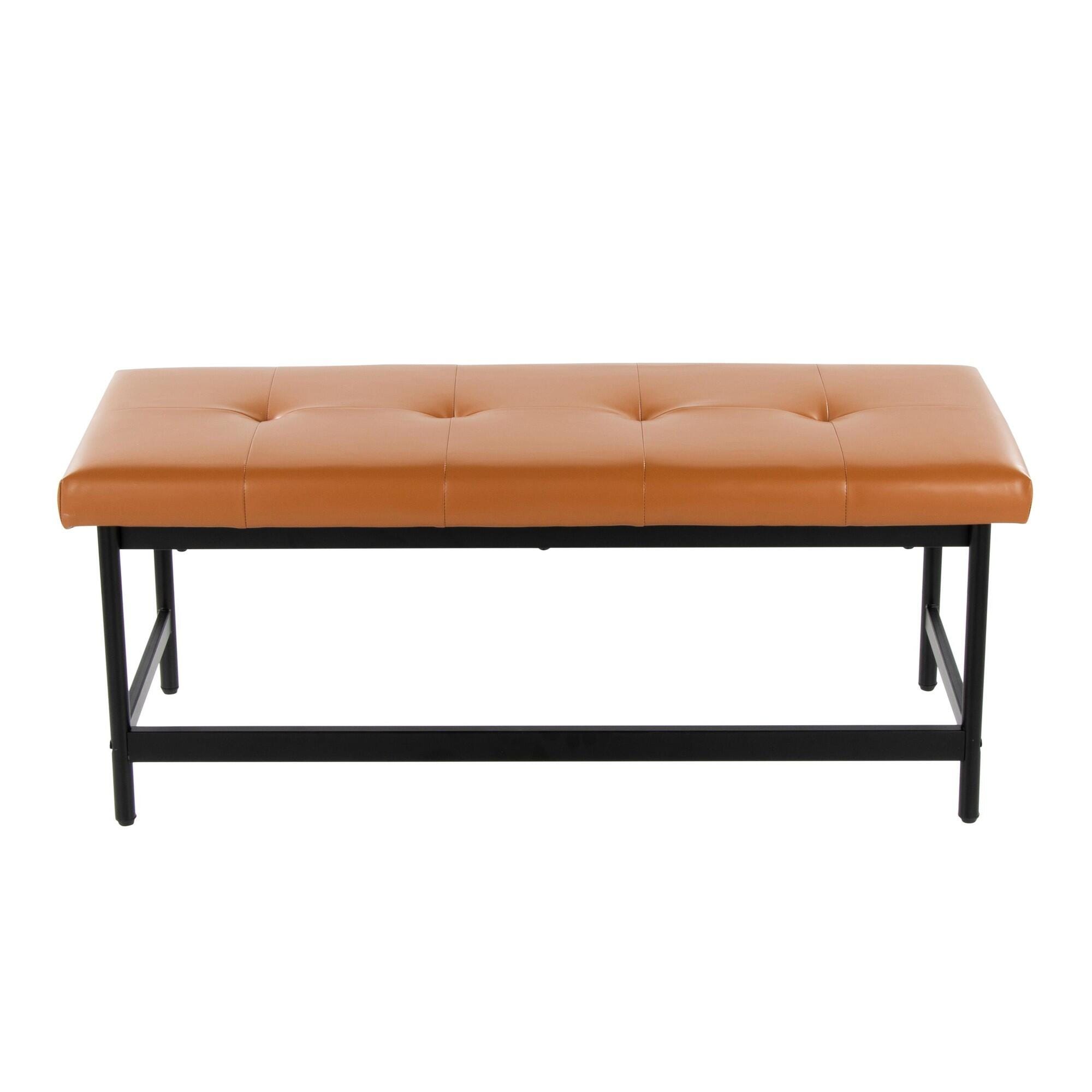 LumiSource Fuji 18" Dining Bench, Camel/Black, large