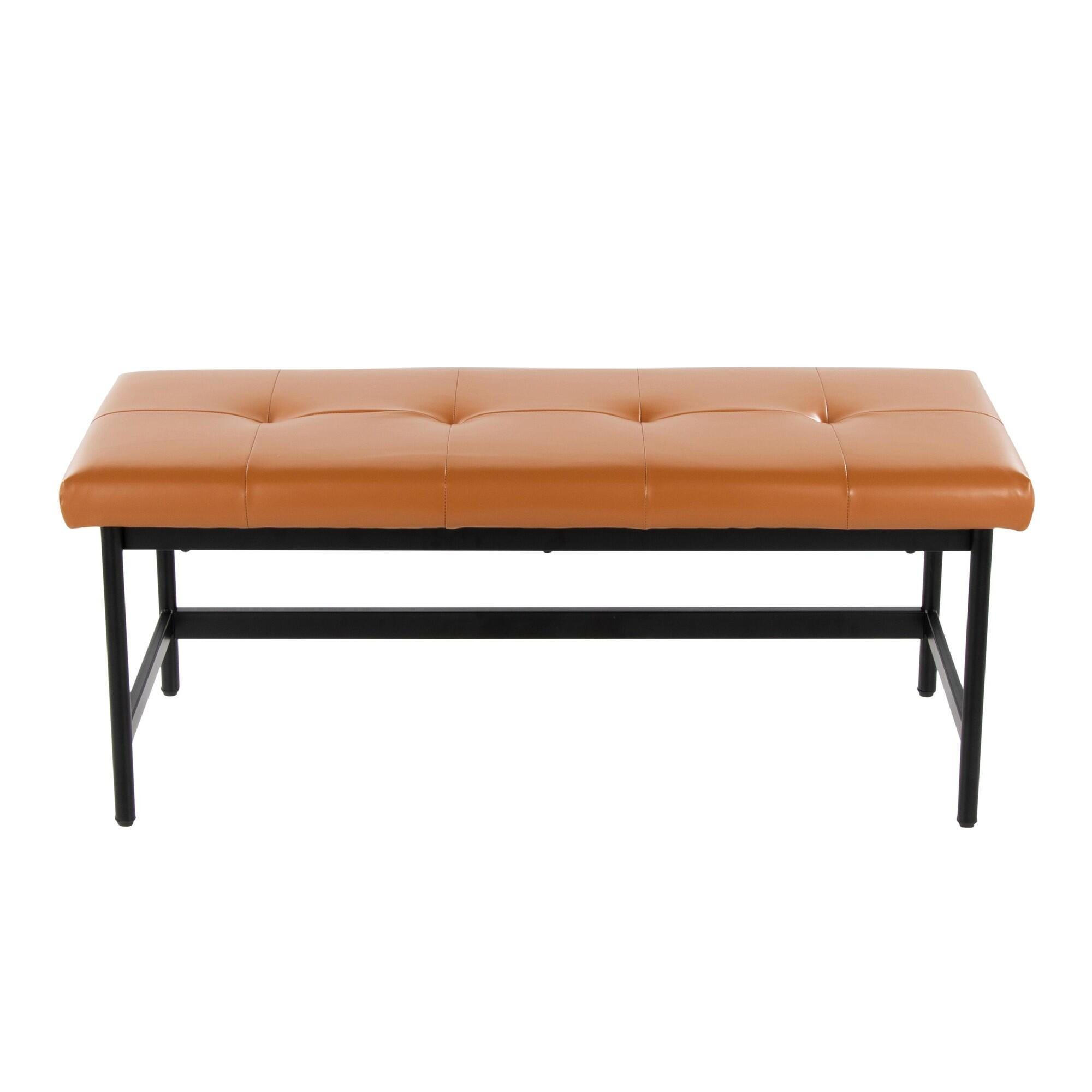 LumiSource Fuji 18" Dining Bench, Camel/Black, large