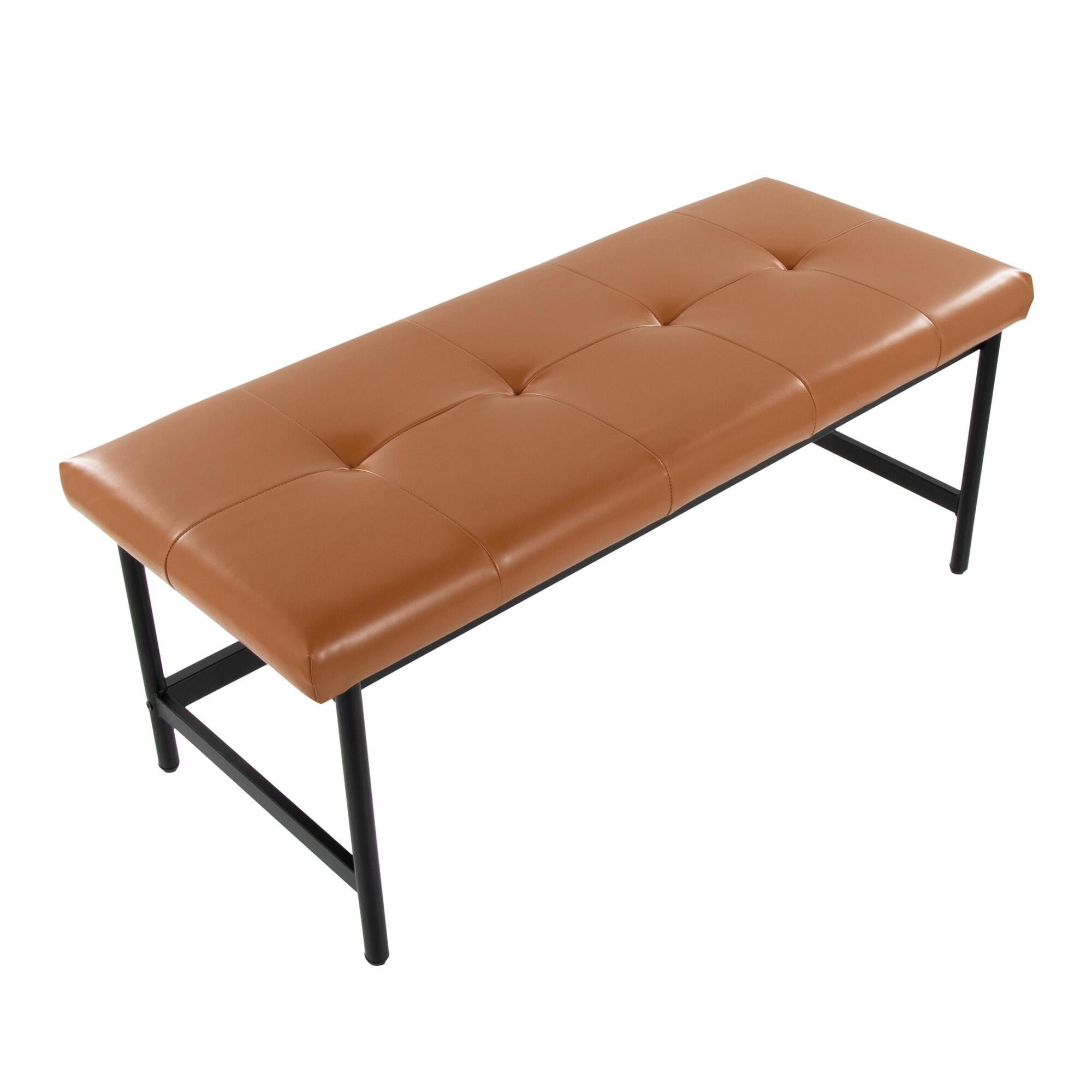 LumiSource Fuji 18" Dining Bench, Camel/Black, large
