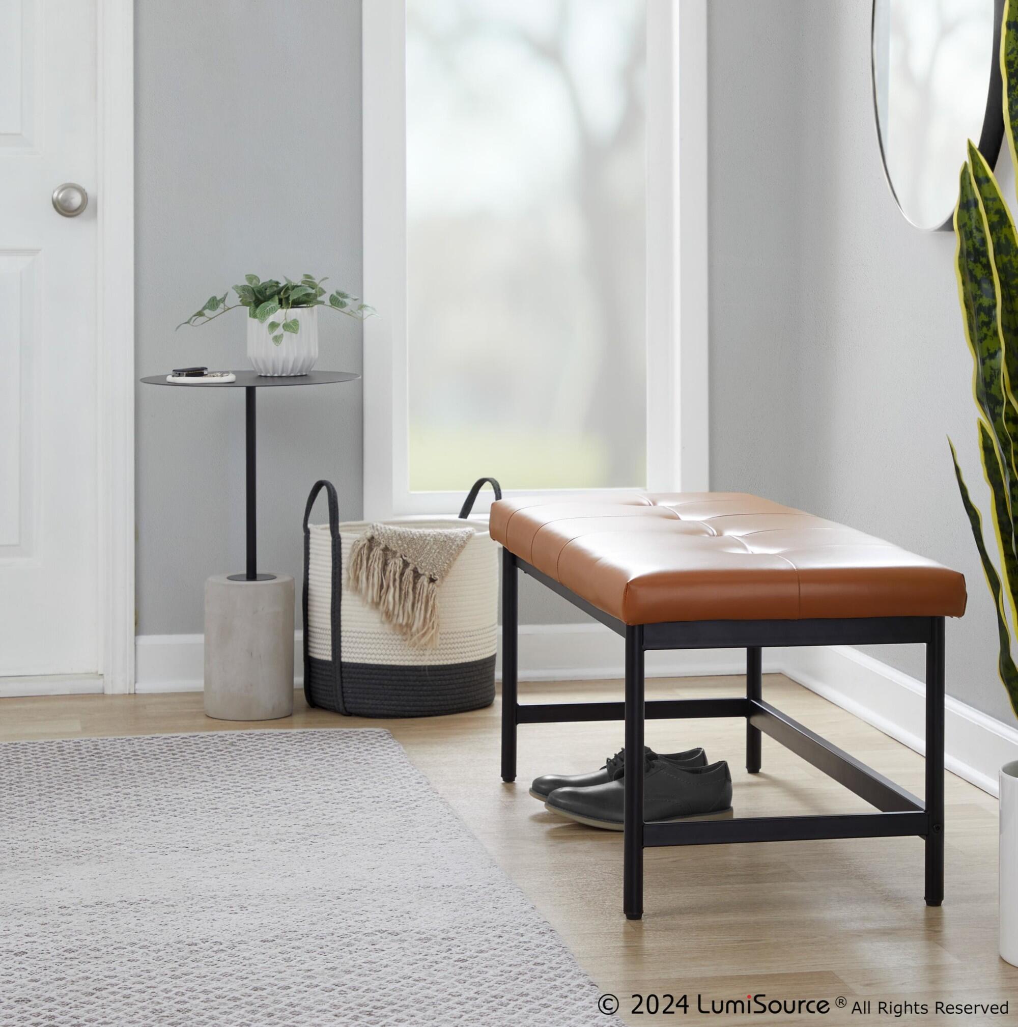 LumiSource Fuji 18" Dining Bench, Camel/Black, large