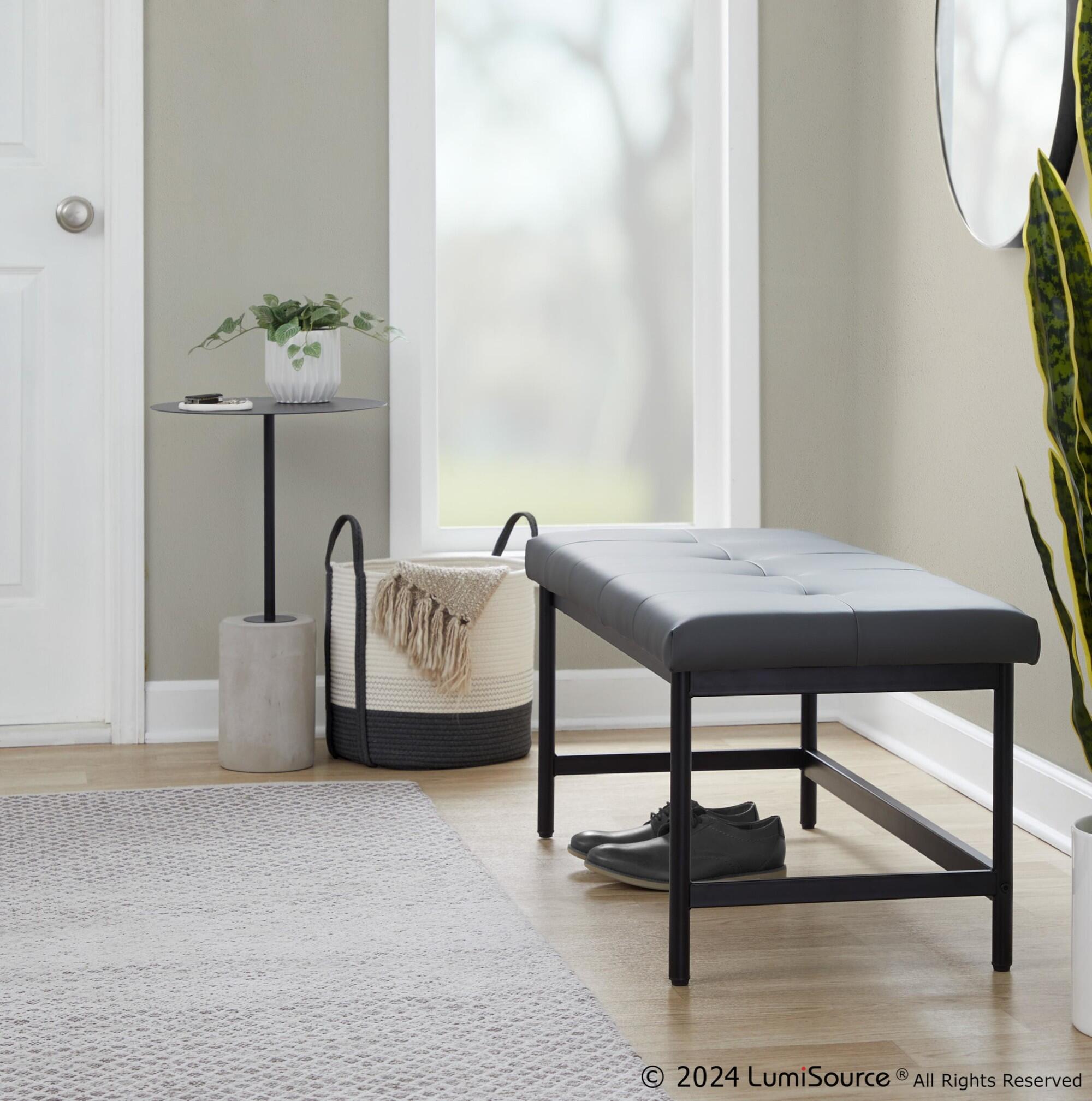 LumiSource Fuji 18" Dining Bench, Gray/Black, rollover