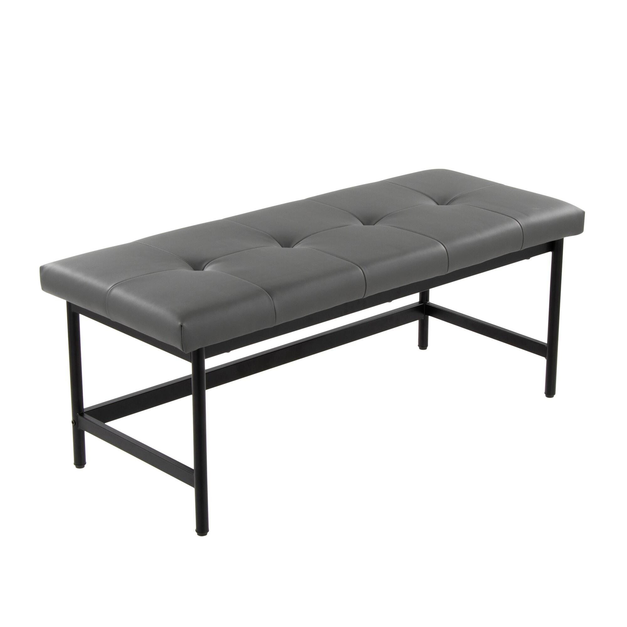 LumiSource Fuji 18" Dining Bench, Gray/Black, large