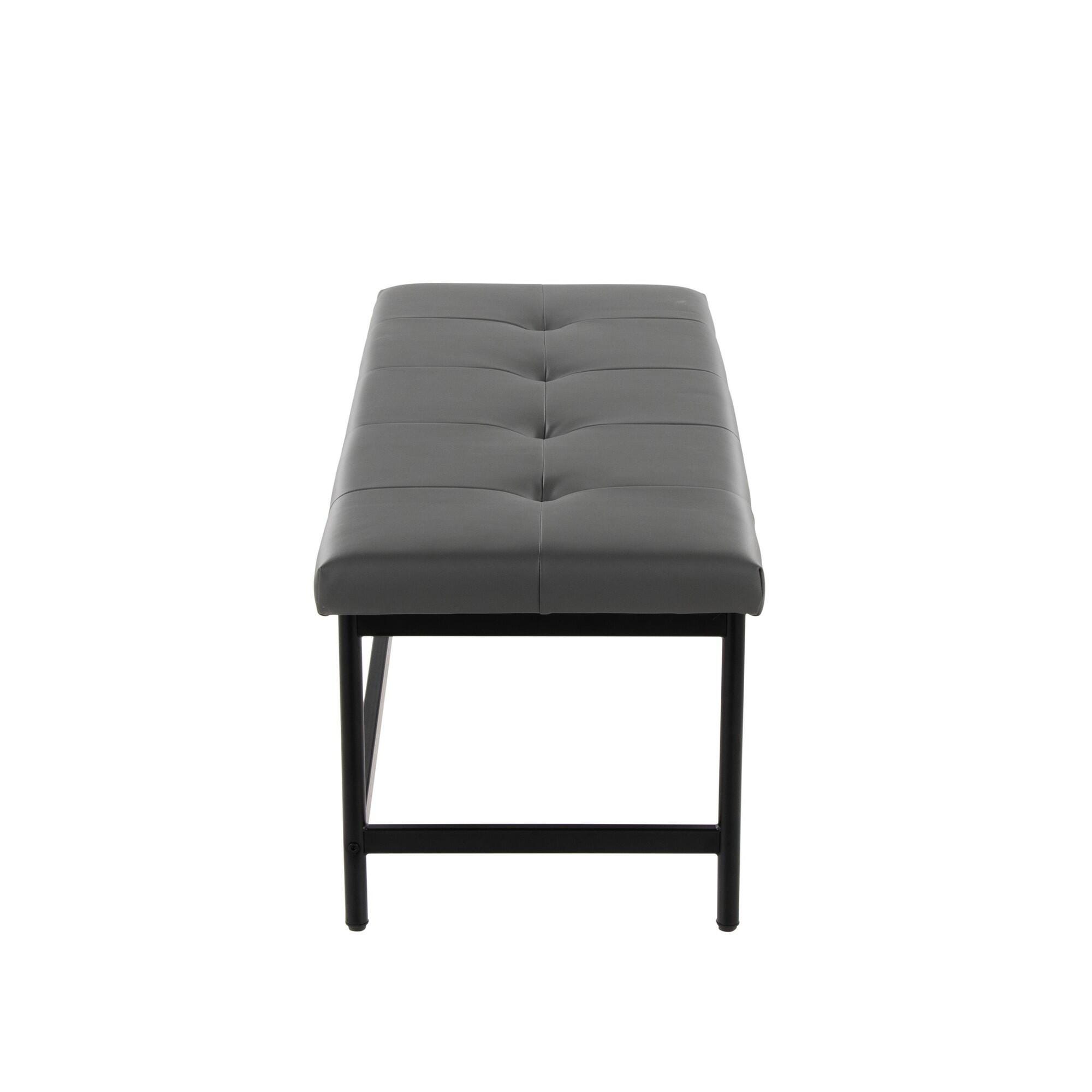 LumiSource Fuji 18" Dining Bench, Gray/Black, large