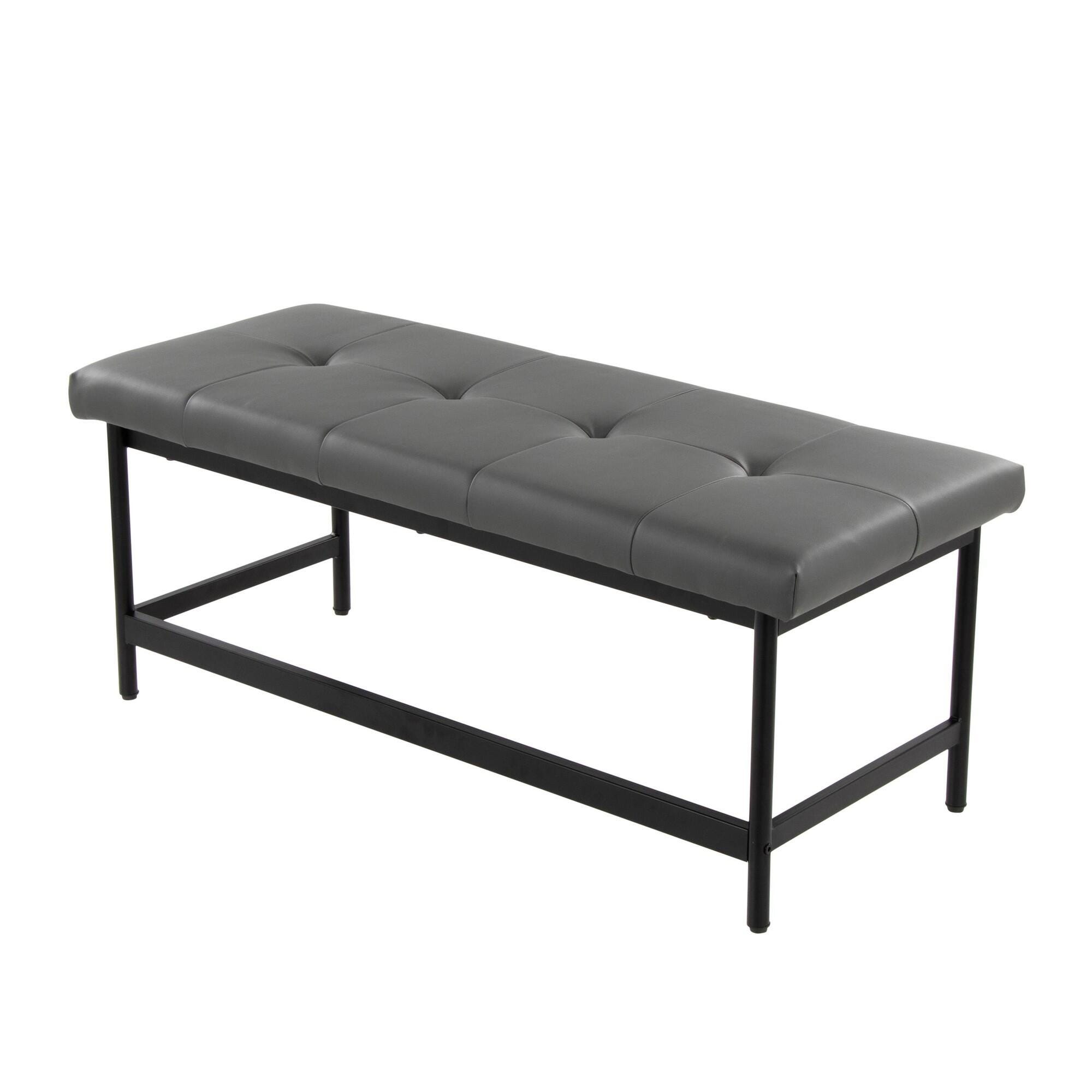 LumiSource Fuji 18" Dining Bench, Gray/Black, large