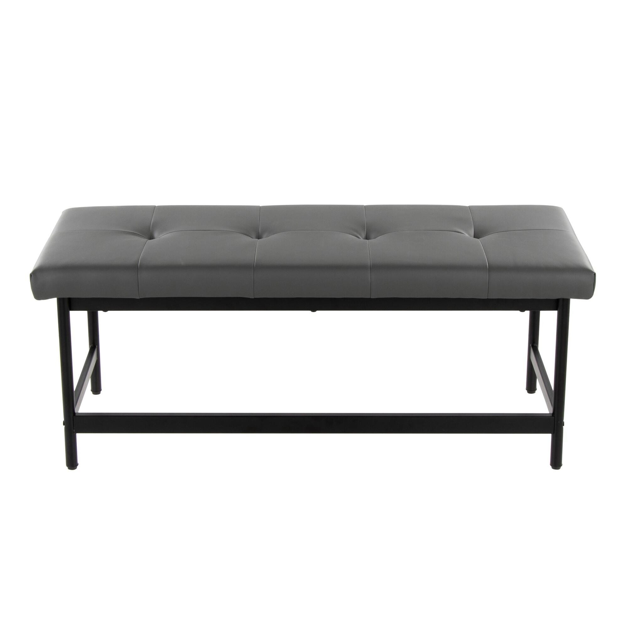 LumiSource Fuji 18" Dining Bench, Gray/Black, large
