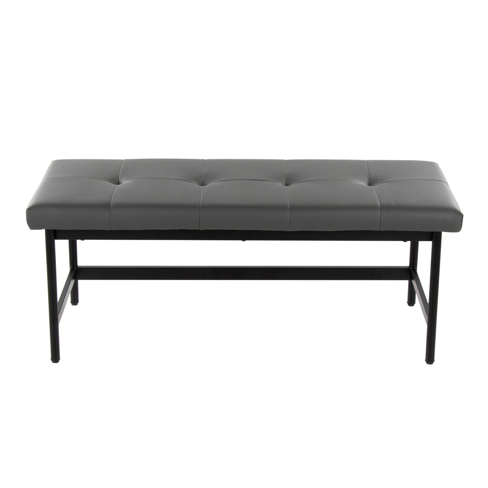 LumiSource Fuji 18" Dining Bench, Gray/Black, large