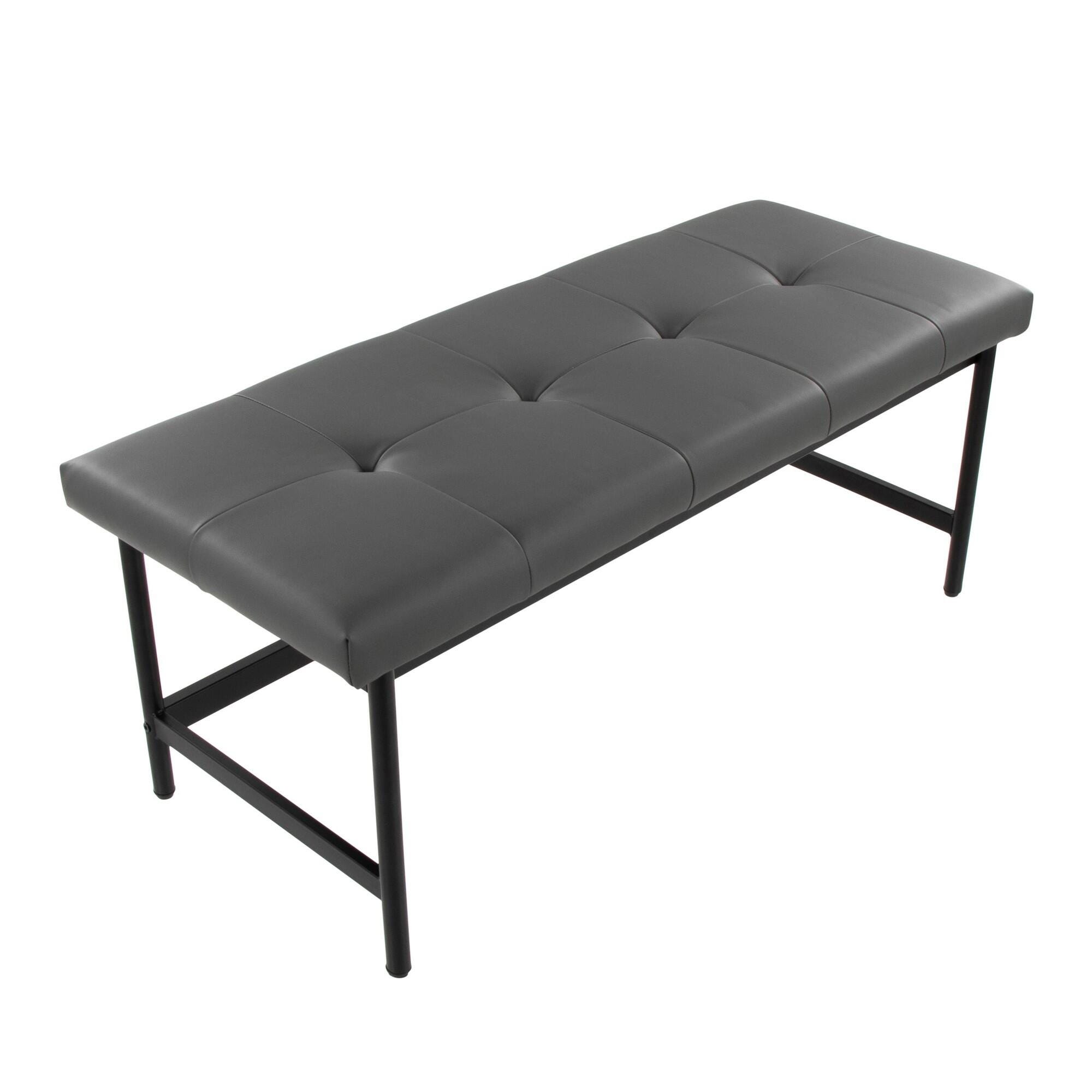 LumiSource Fuji 18" Dining Bench, Gray/Black, large