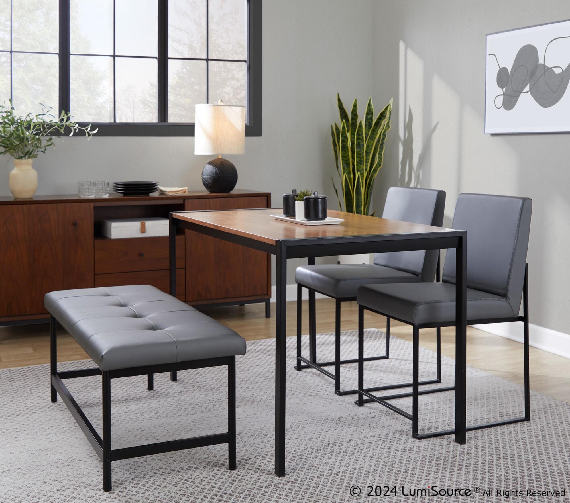 LumiSource Fuji 18" Dining Bench, Gray/Black, large