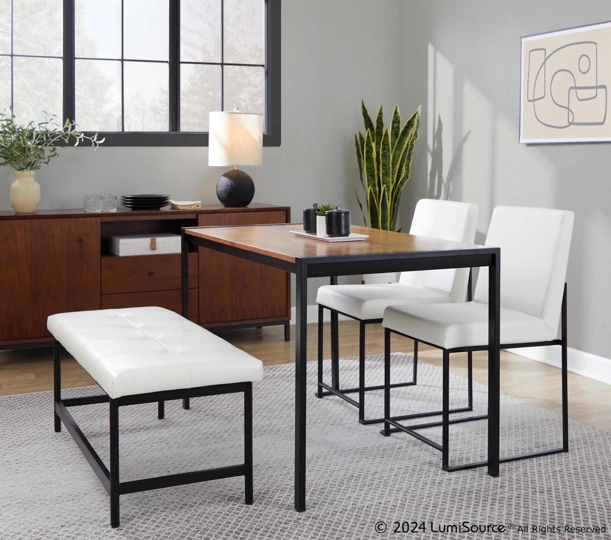 LumiSource Fuji 18" Dining Bench, White/Black, rollover
