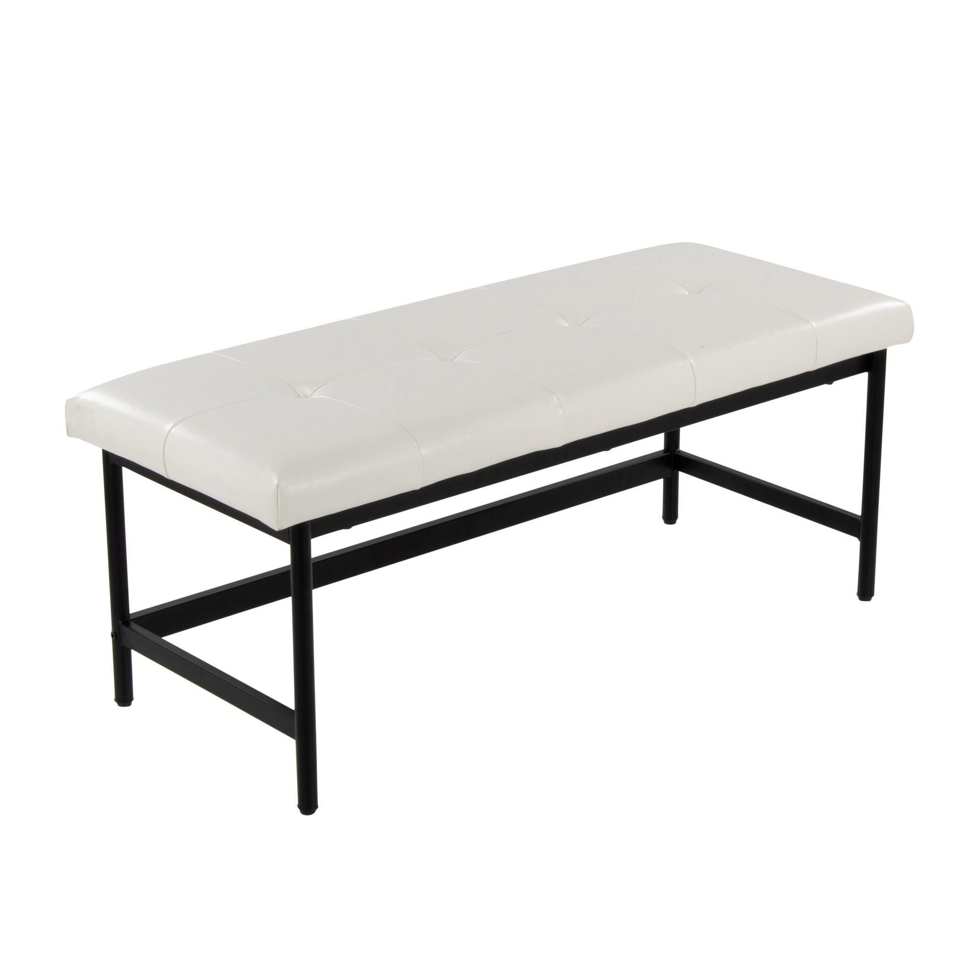 LumiSource Fuji 18" Dining Bench, White/Black, large
