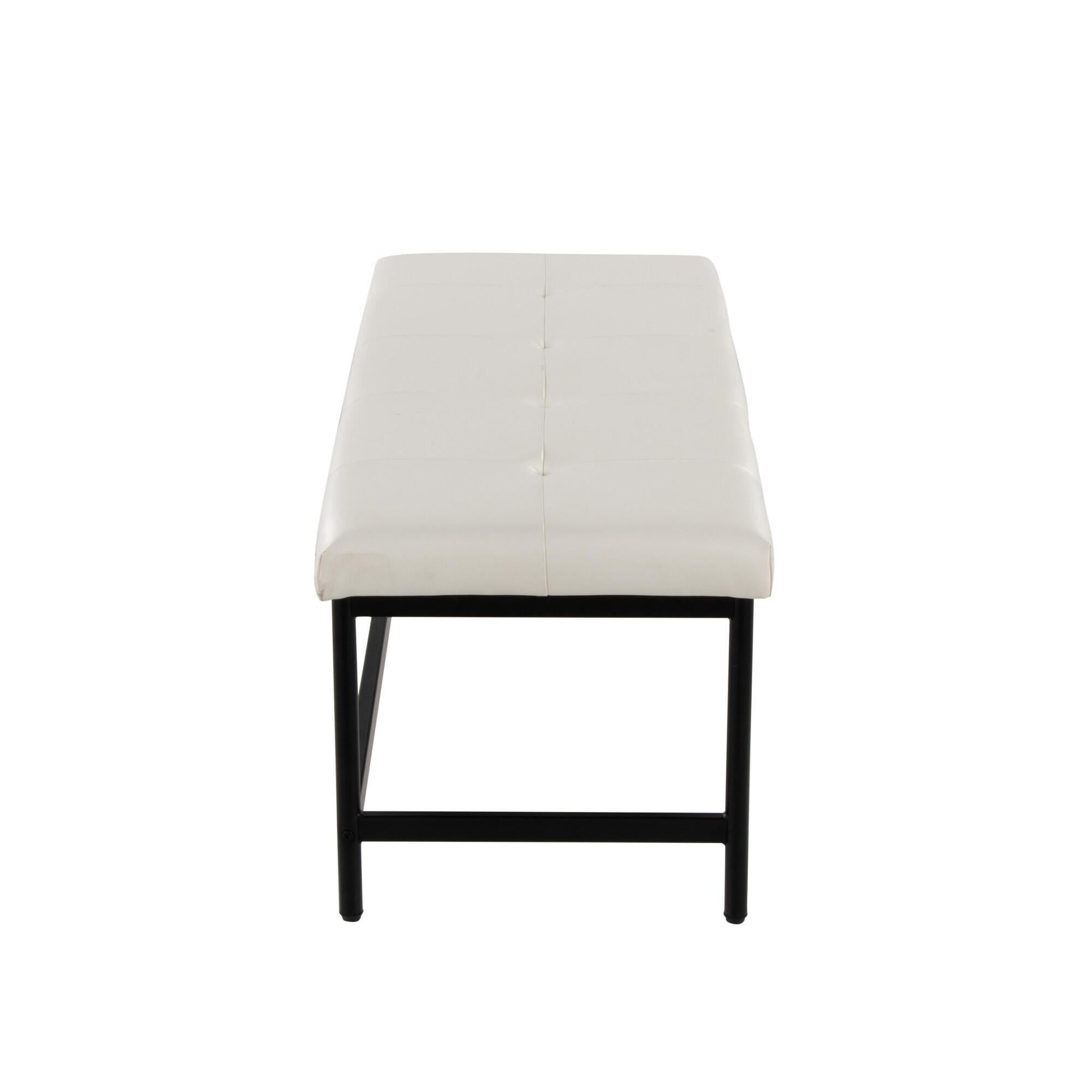 LumiSource Fuji 18" Dining Bench, White/Black, large