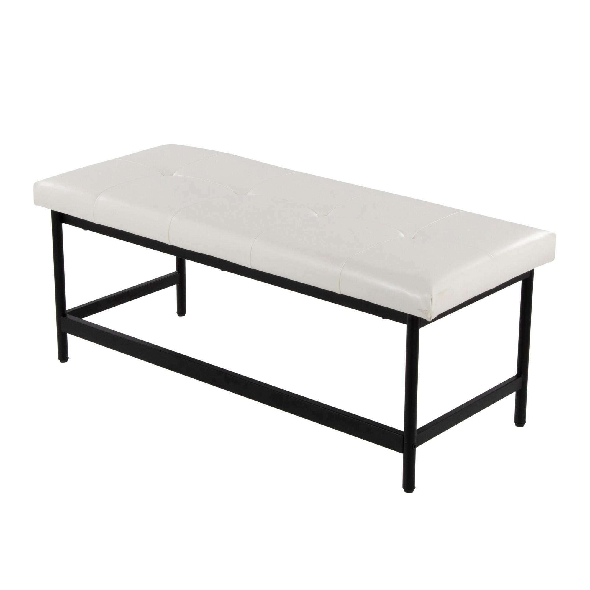 LumiSource Fuji 18" Dining Bench, White/Black, large
