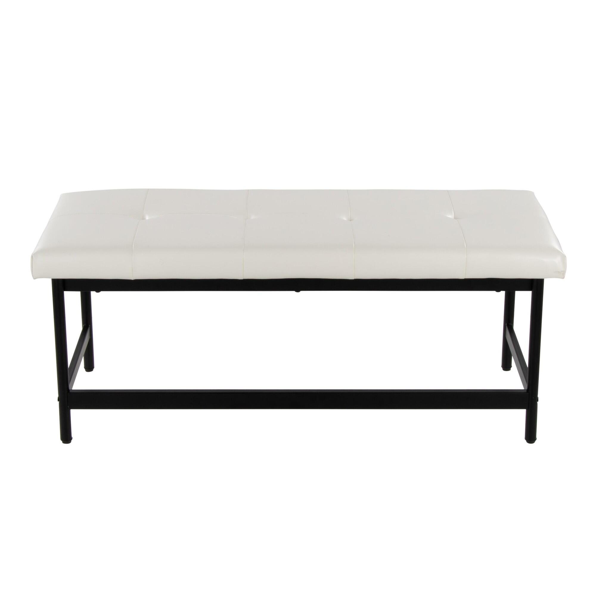 LumiSource Fuji 18" Dining Bench, White/Black, large