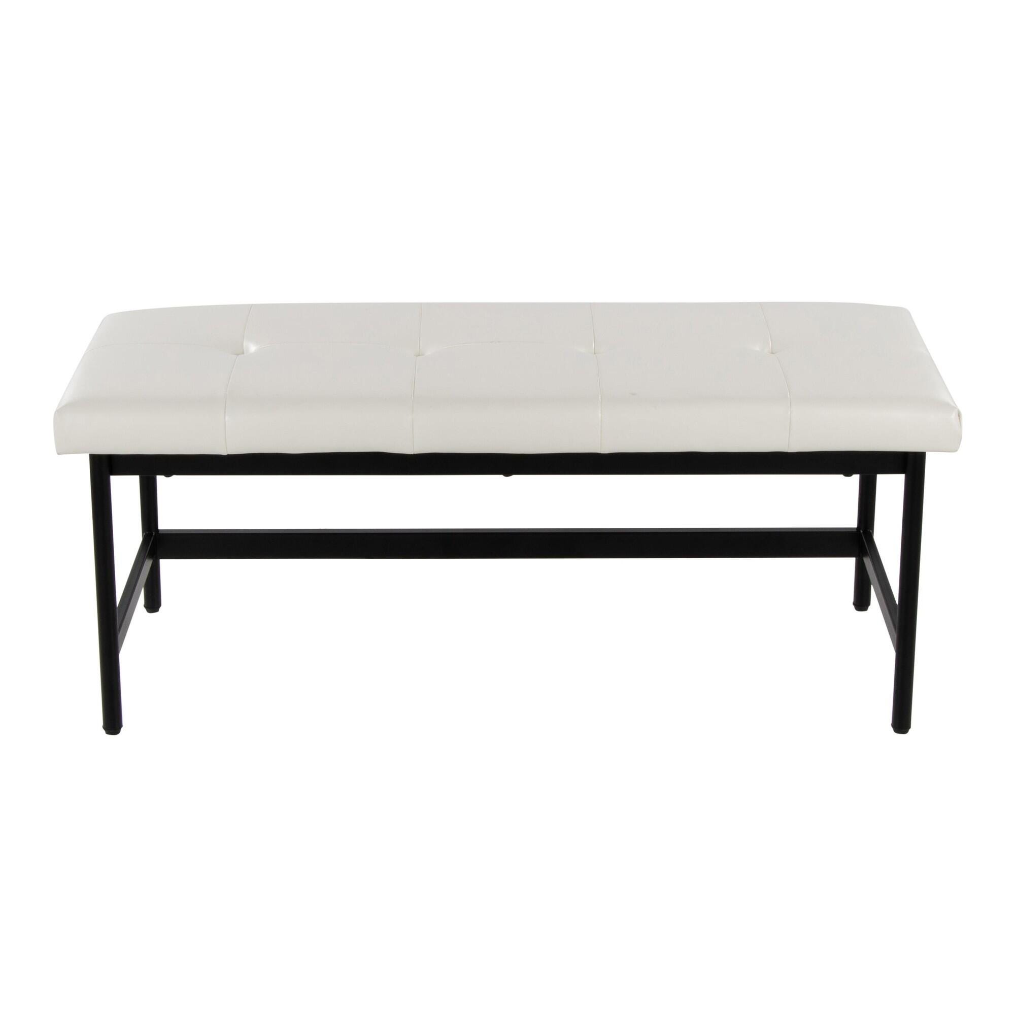 LumiSource Fuji 18" Dining Bench, White/Black, large