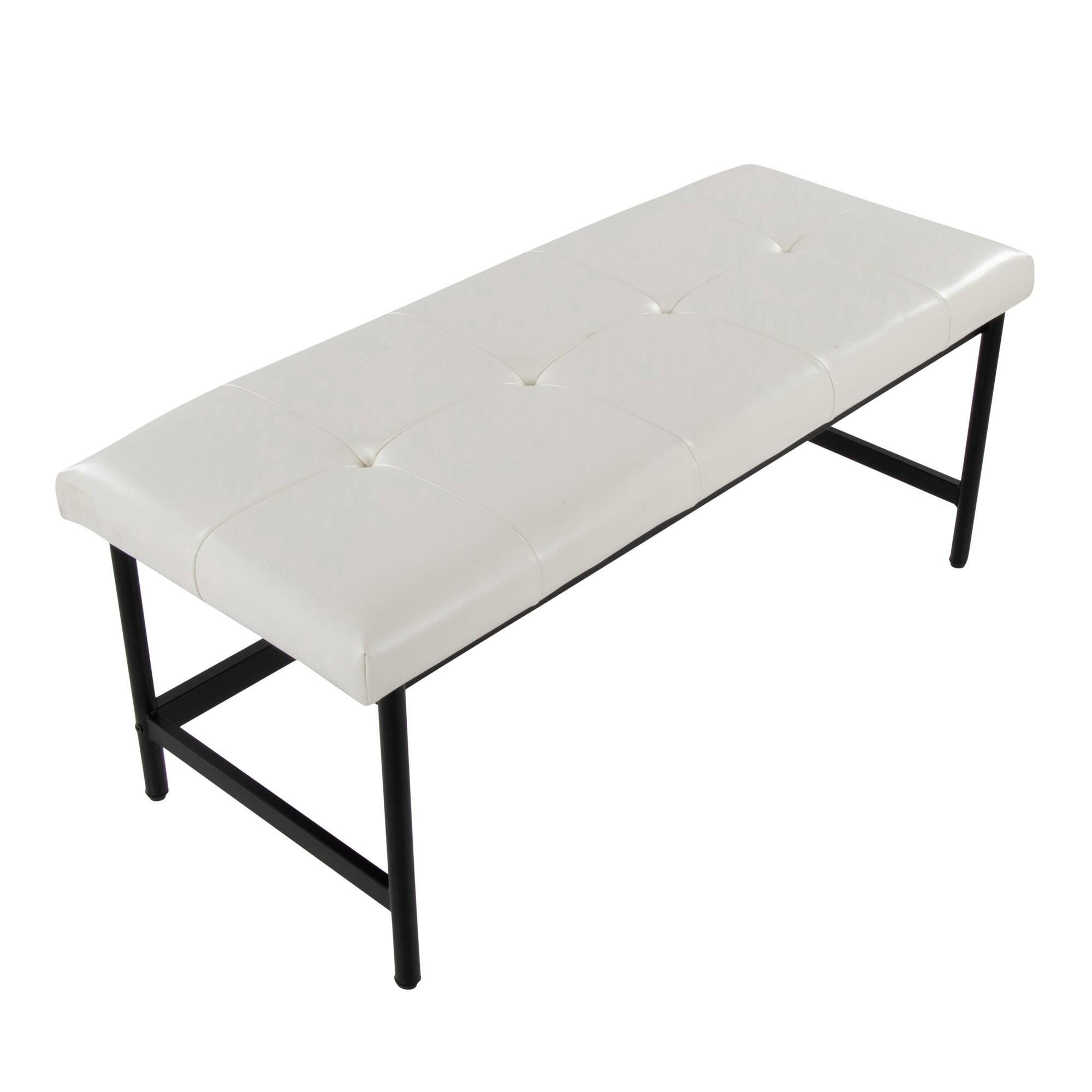 LumiSource Fuji 18" Dining Bench, White/Black, large