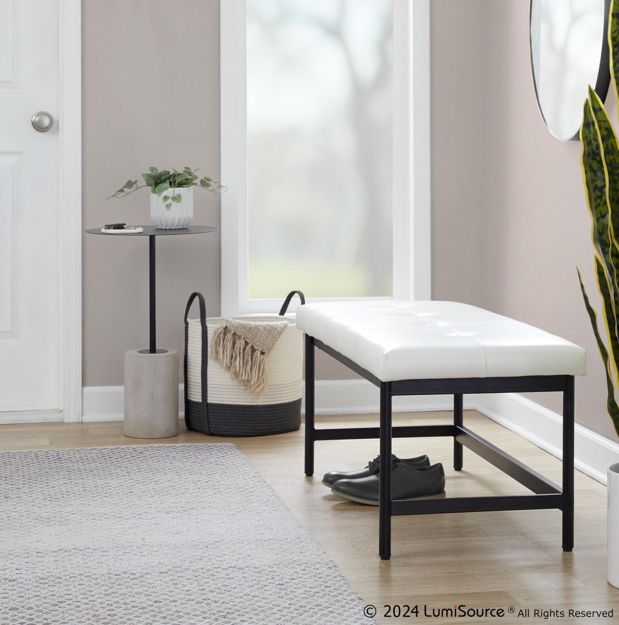 LumiSource Fuji 18" Dining Bench, White/Black, large