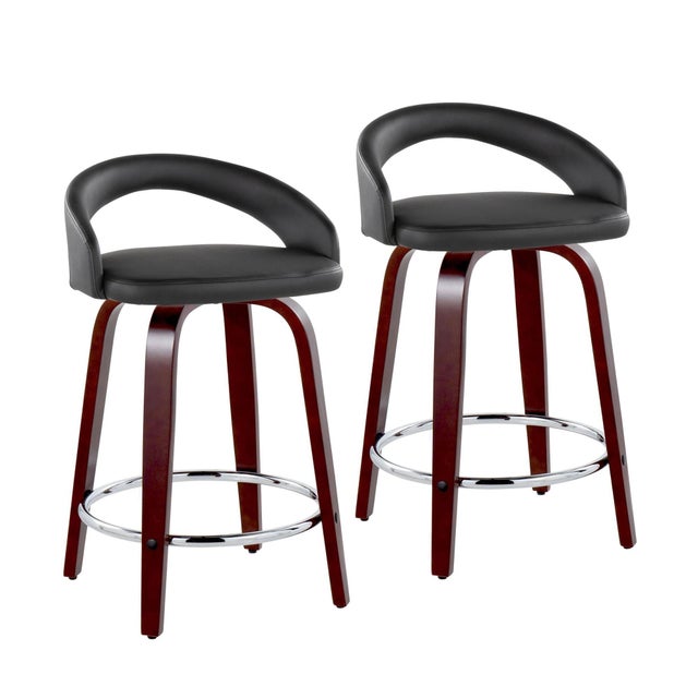 LumiSource Grotto Solid Counter Height Bar Stool (Set of 2)