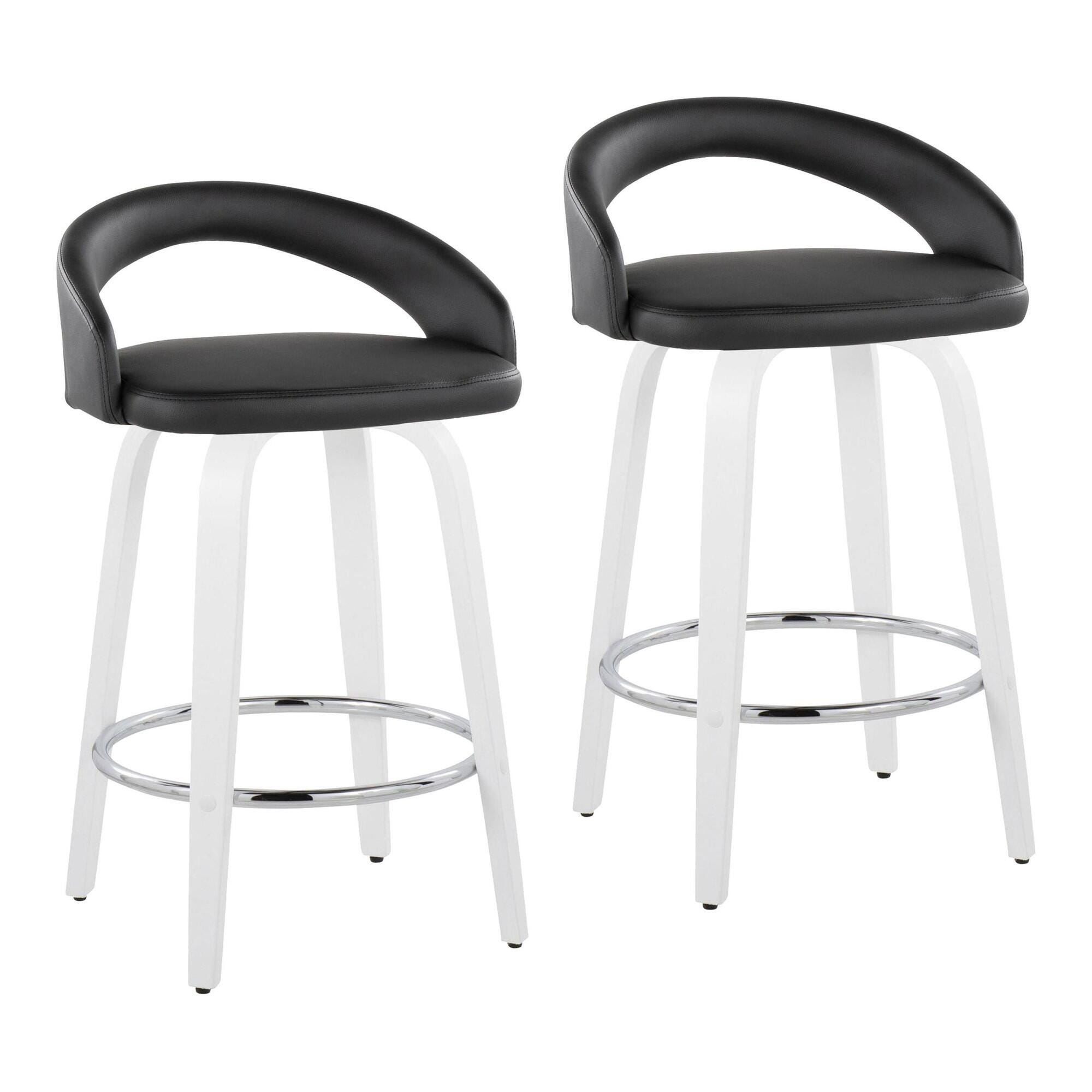 LumiSource Grotto Swivel Counter Height Bar Stool (Set of 2), Black/White, large