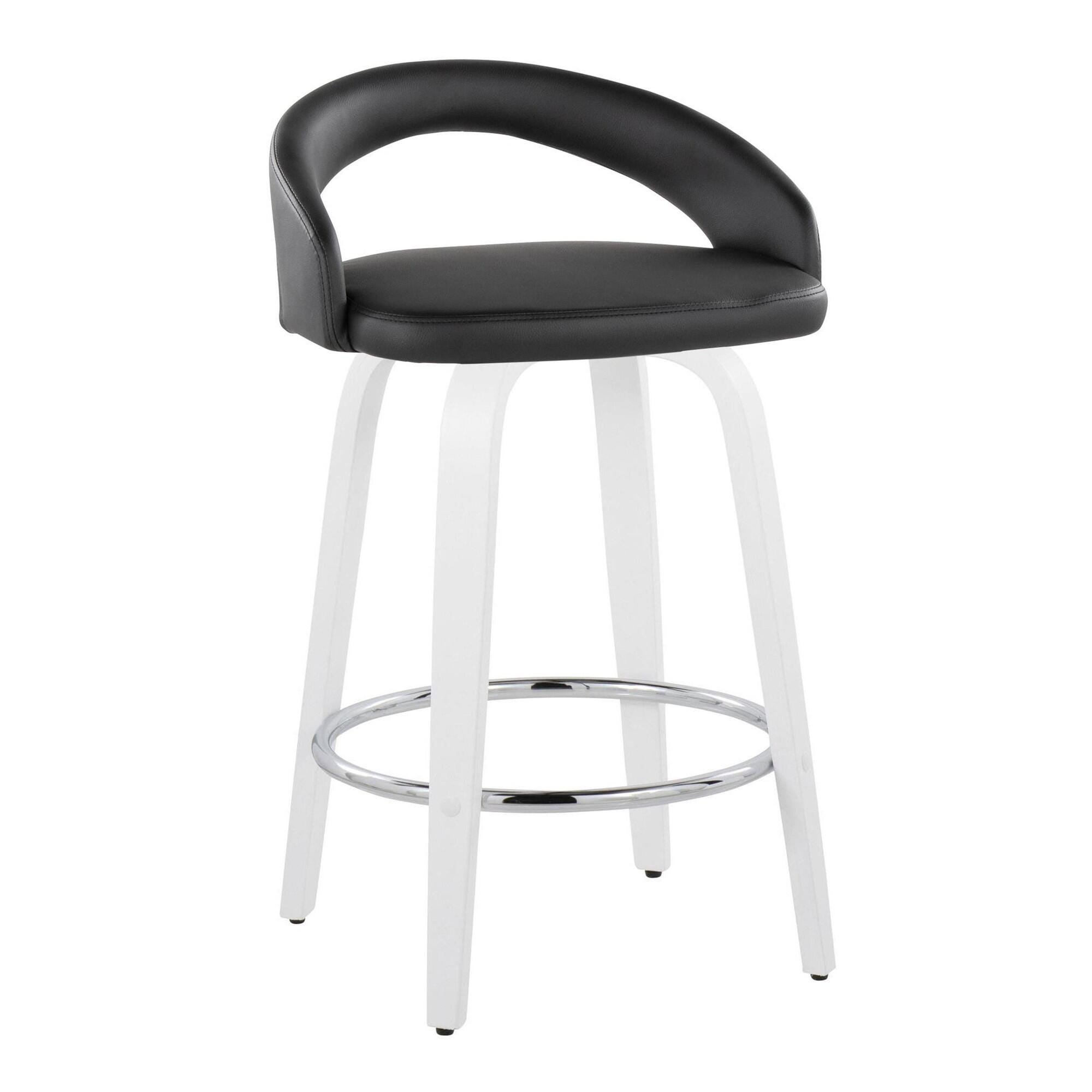 LumiSource Grotto Swivel Counter Height Bar Stool (Set of 2), Black/White, large