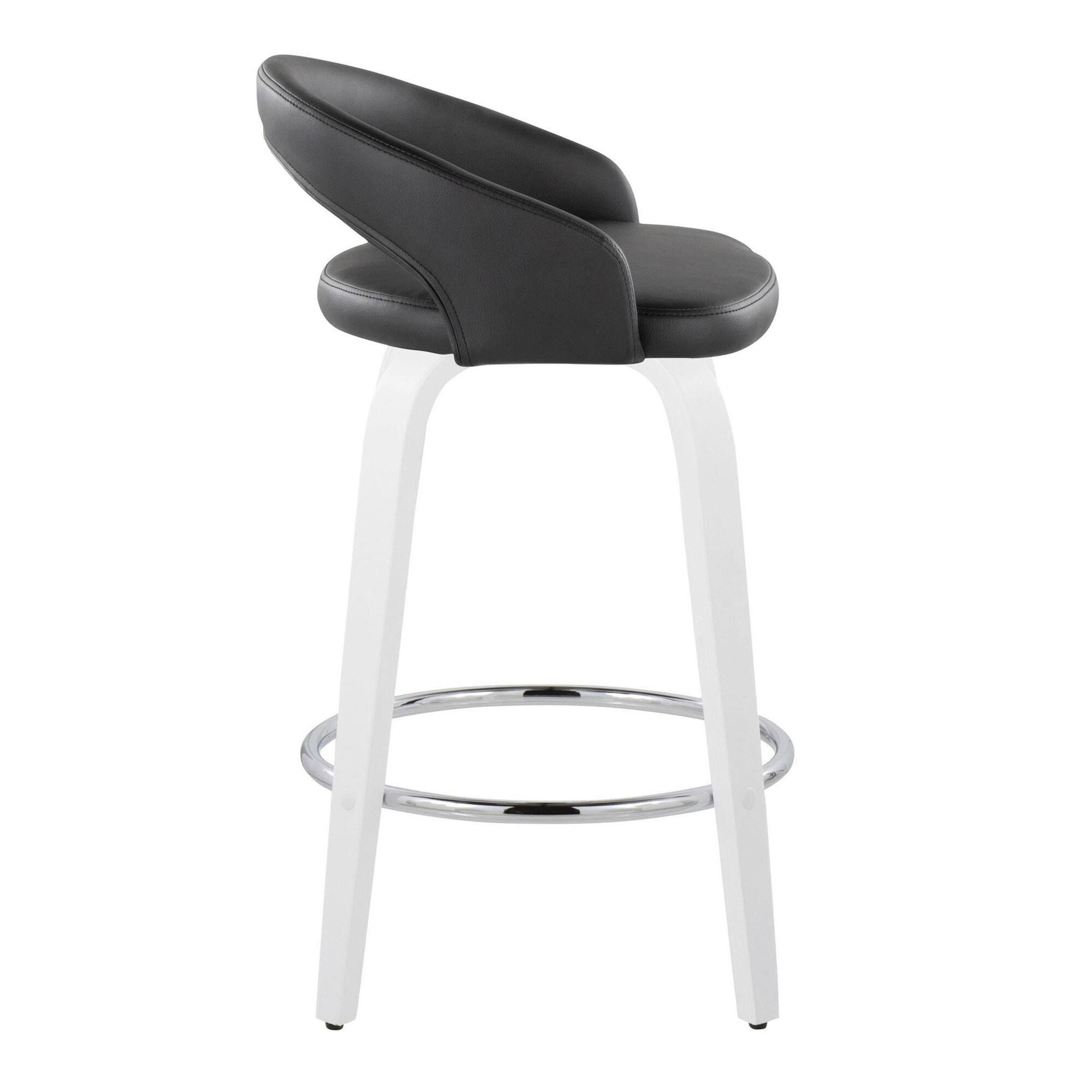 LumiSource Grotto Swivel Counter Height Bar Stool (Set of 2), Black/White, large