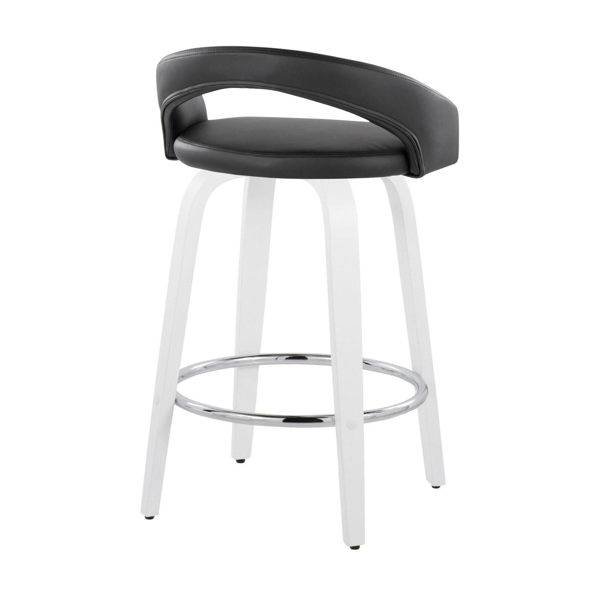 LumiSource Grotto Swivel Counter Height Bar Stool (Set of 2), Black/White, large
