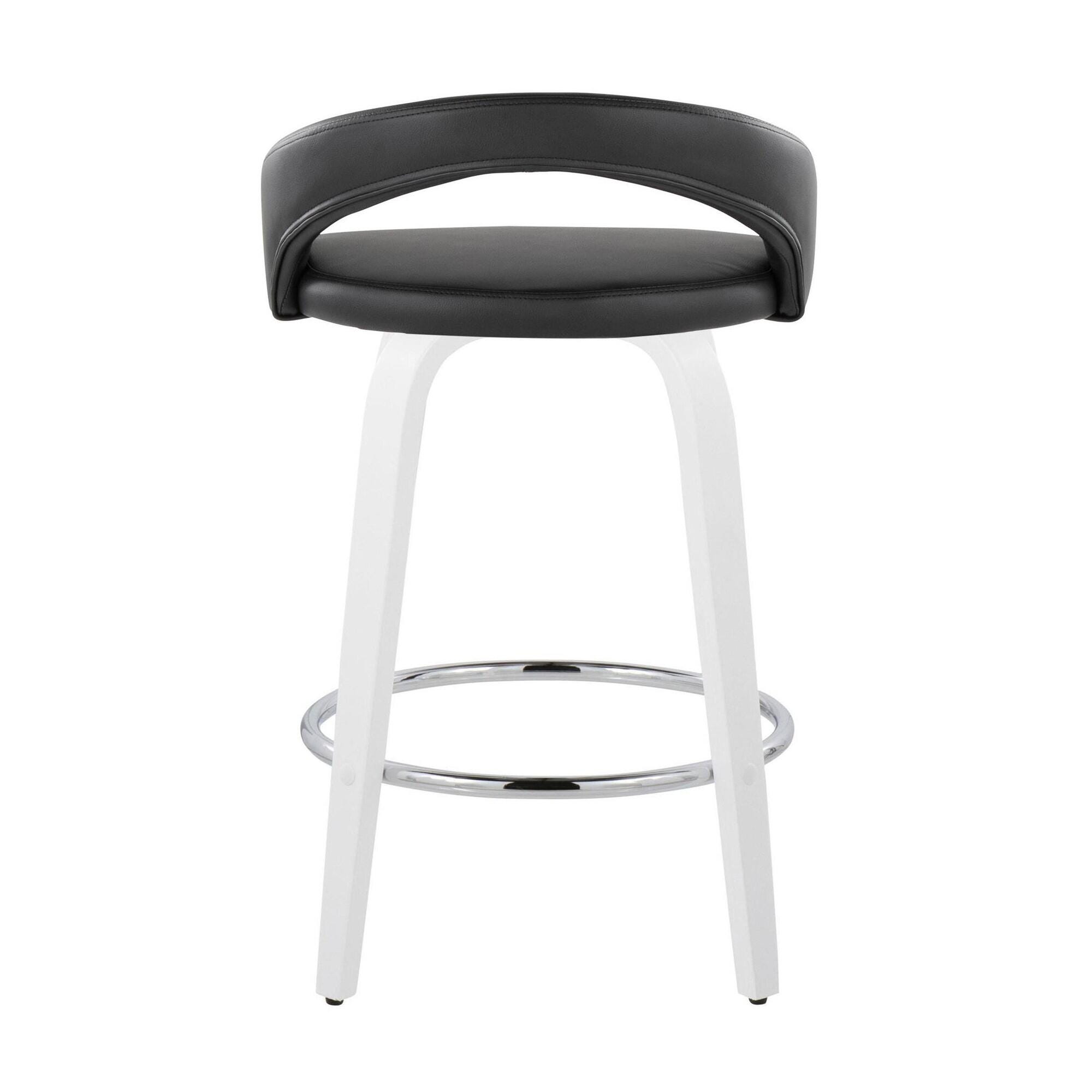 LumiSource Grotto Swivel Counter Height Bar Stool (Set of 2), Black/White, large
