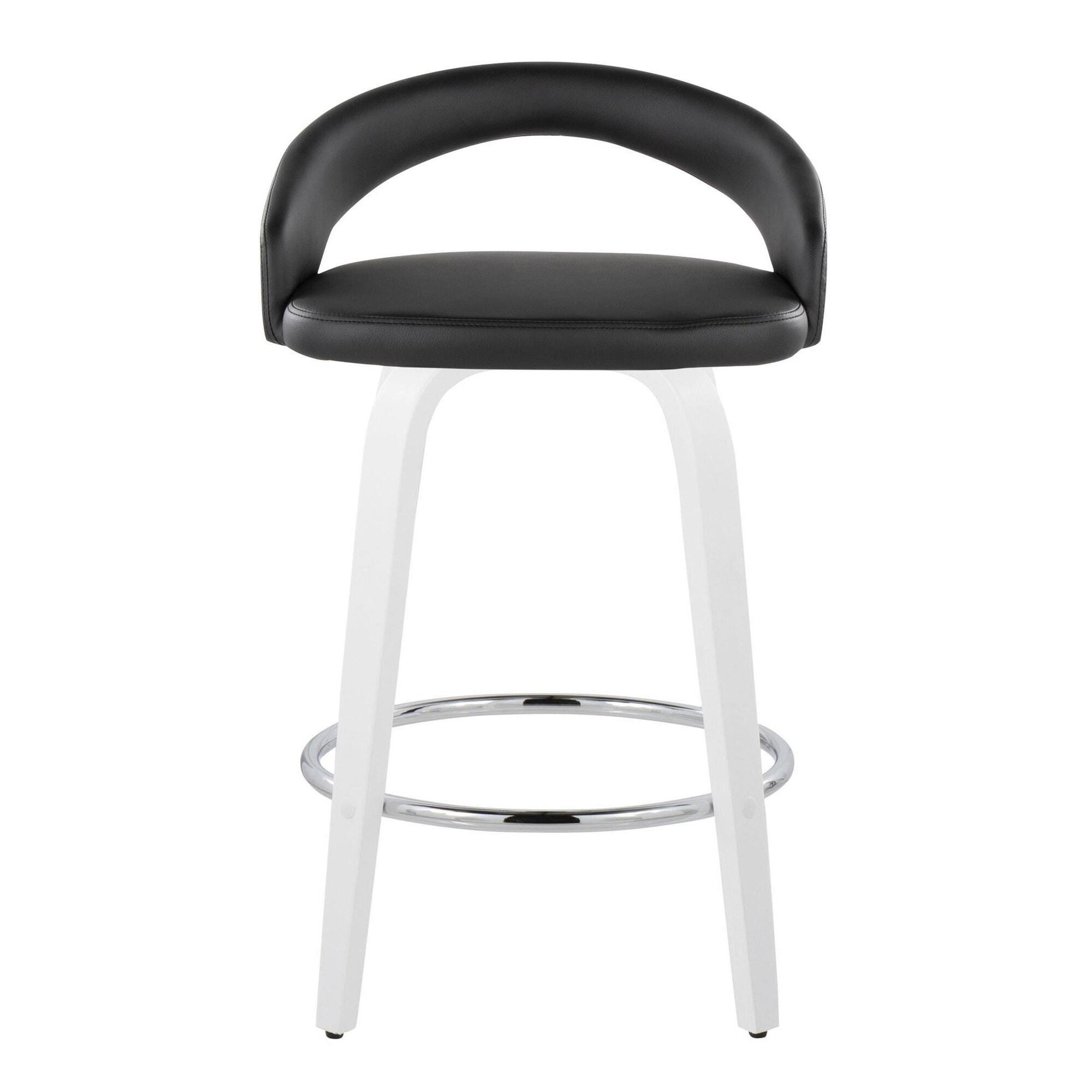 LumiSource Grotto Swivel Counter Height Bar Stool (Set of 2), Black/White, large