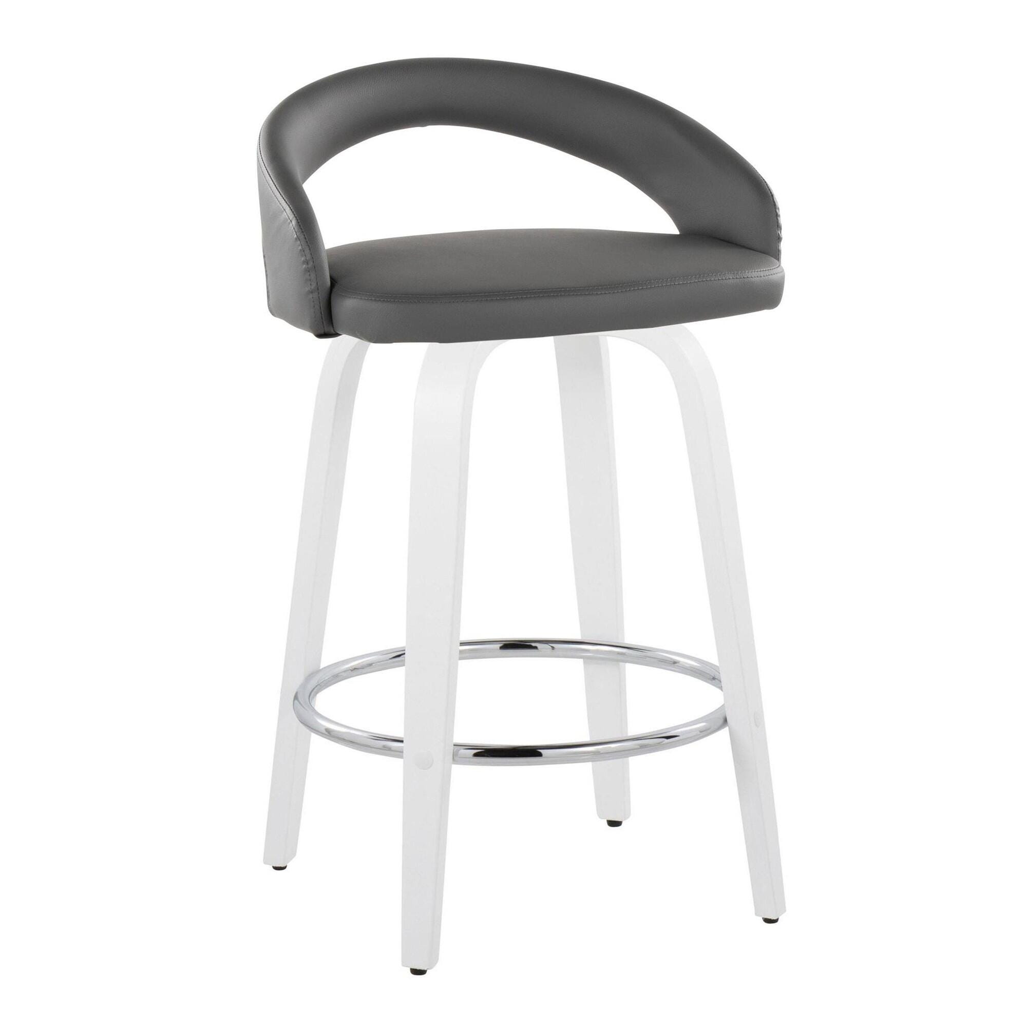 LumiSource Grotto Swivel Counter Height Bar Stool (Set of 2), Light Gray/White, large