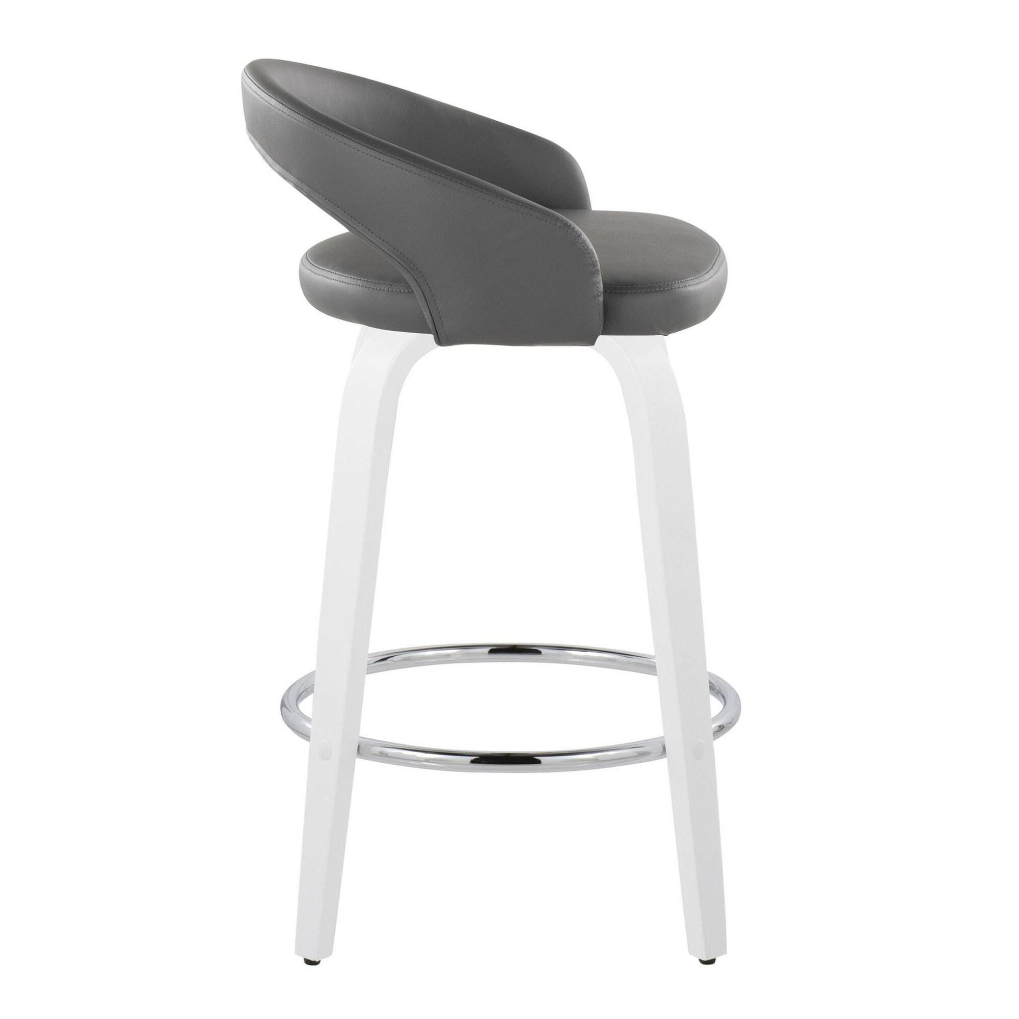 LumiSource Grotto Swivel Counter Height Bar Stool (Set of 2), Light Gray/White, large