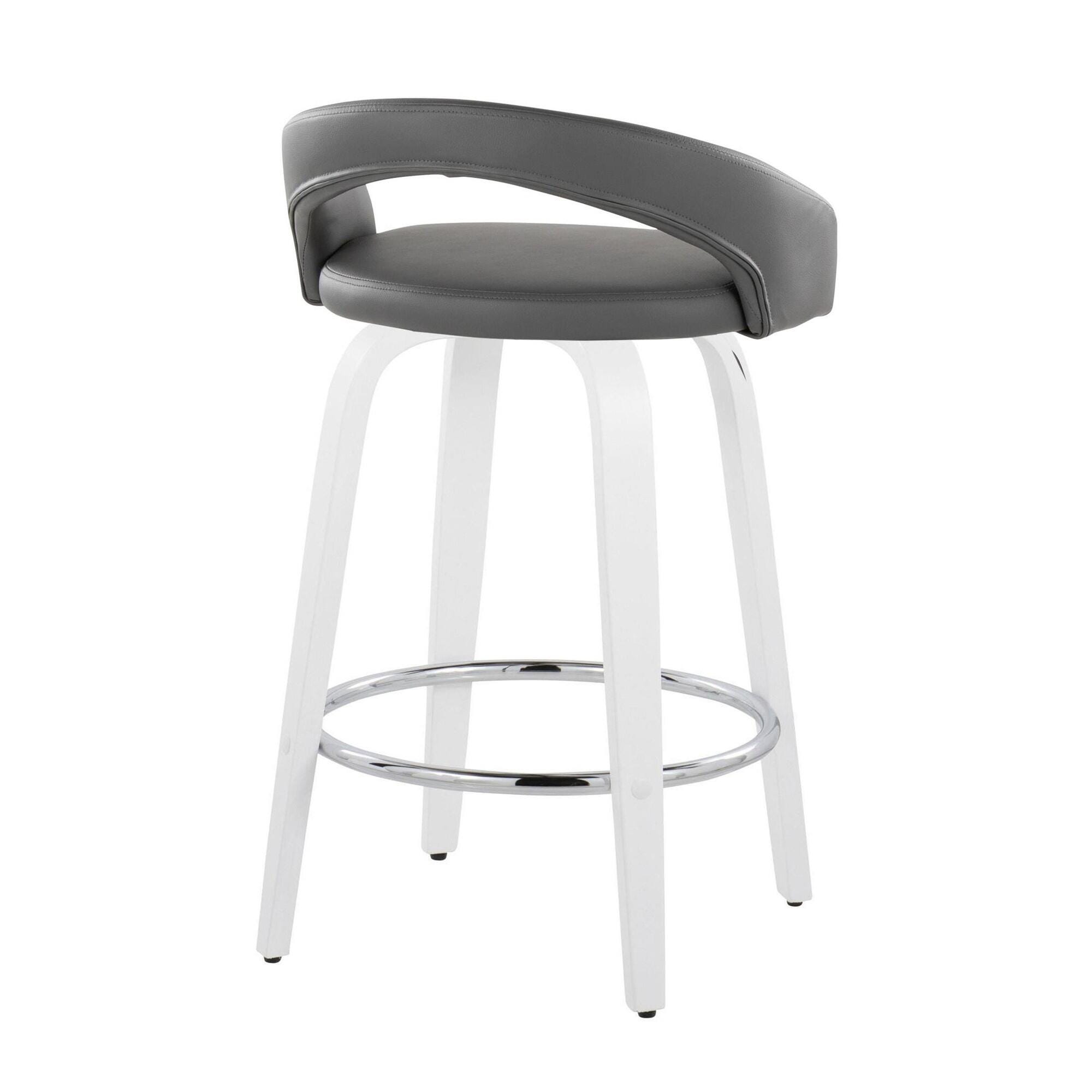 LumiSource Grotto Swivel Counter Height Bar Stool (Set of 2), Light Gray/White, large