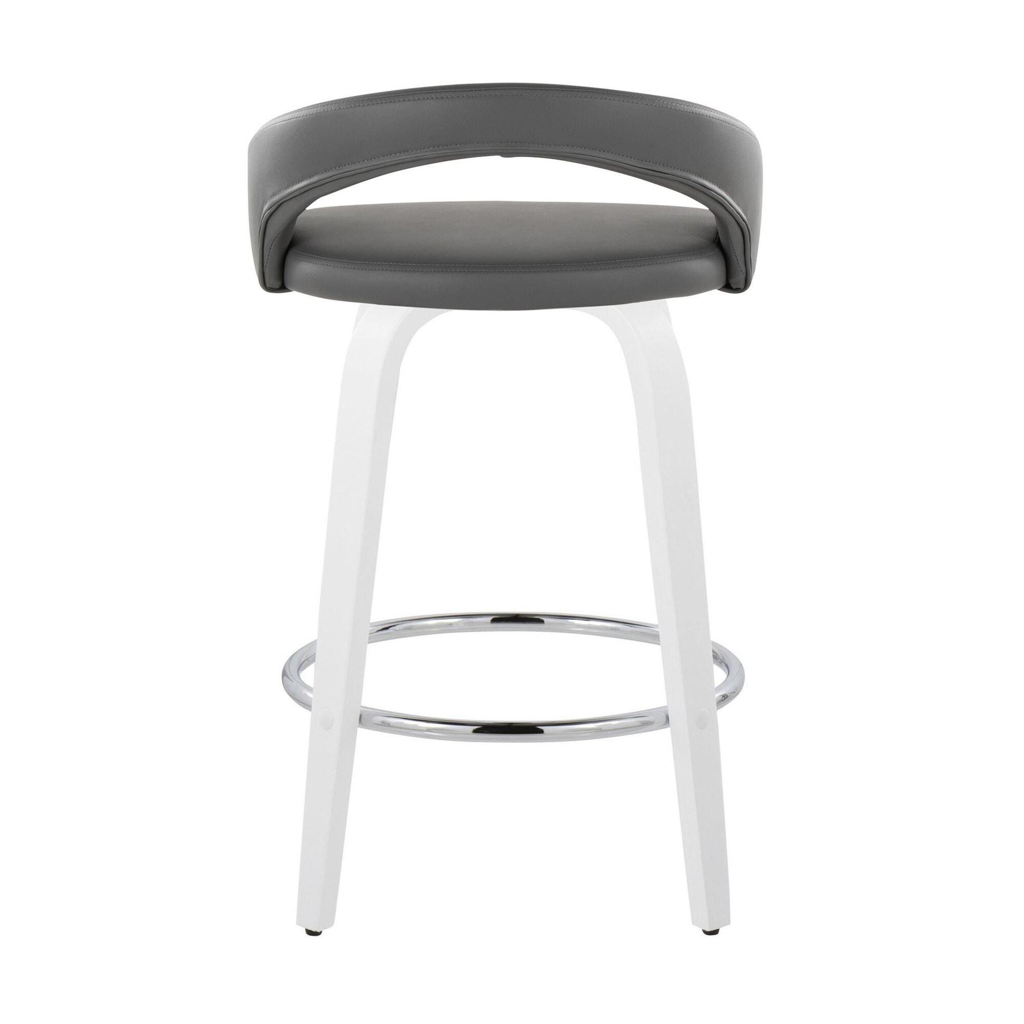 LumiSource Grotto Swivel Counter Height Bar Stool (Set of 2), Light Gray/White, large