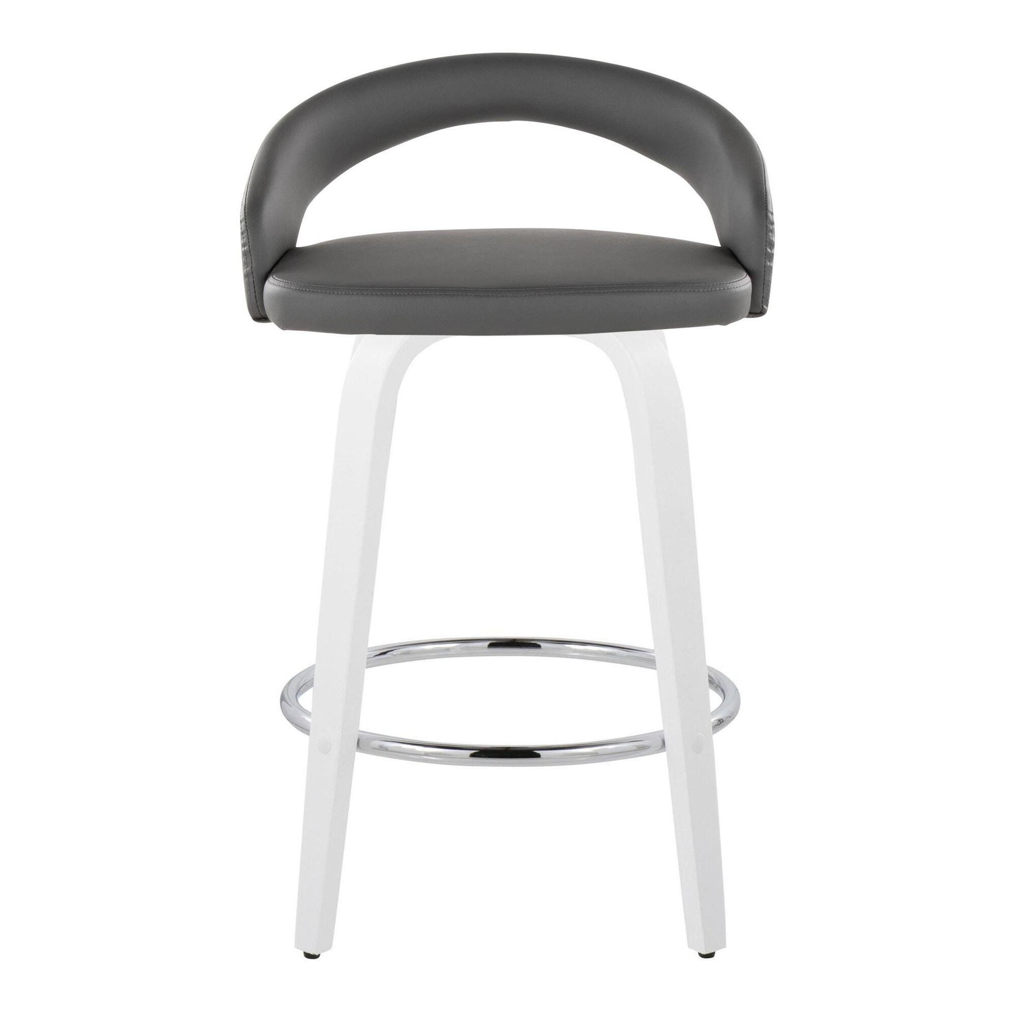 LumiSource Grotto Swivel Counter Height Bar Stool (Set of 2), Light Gray/White, large