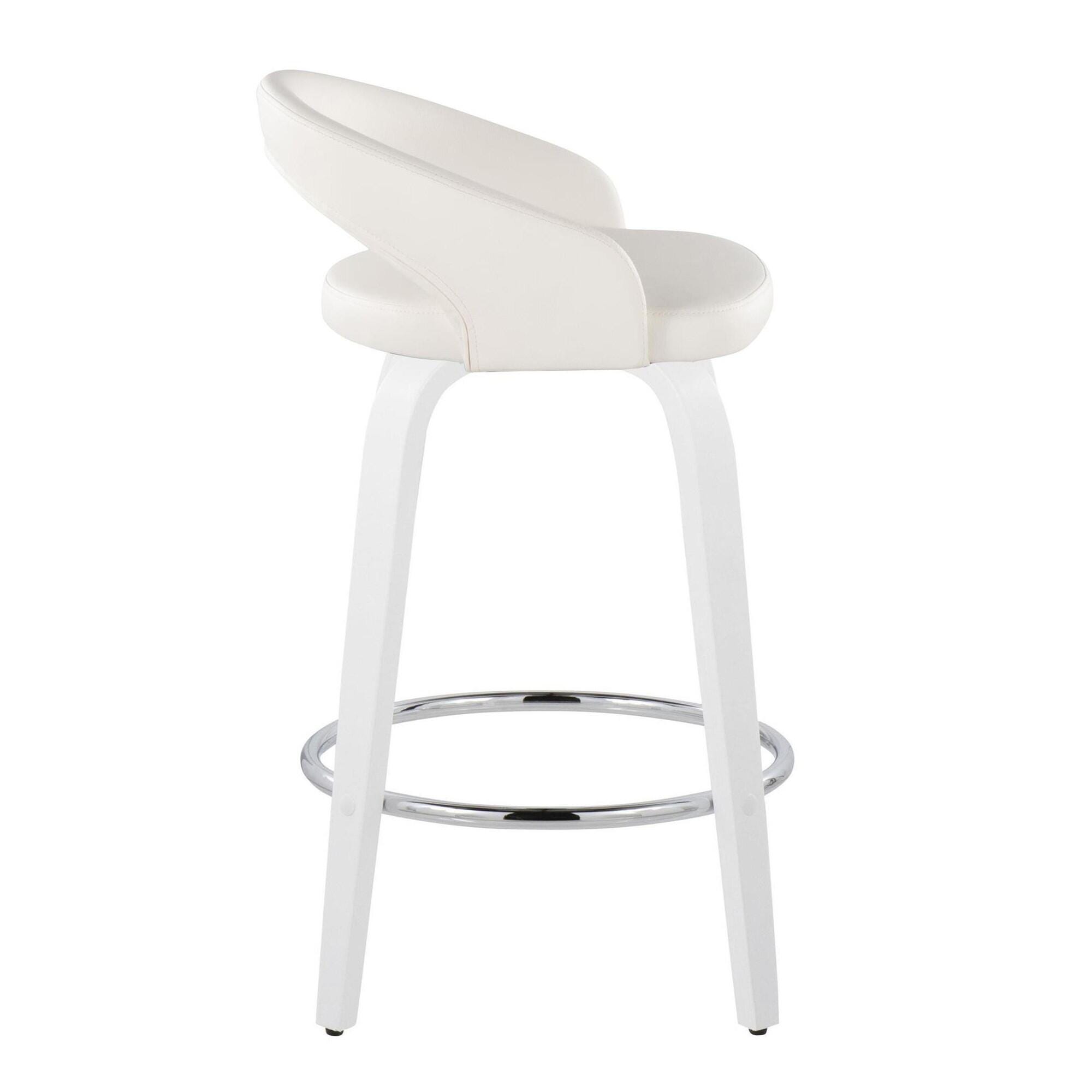 LumiSource Grotto Swivel Counter Height Bar Stool (Set of 2), White, large
