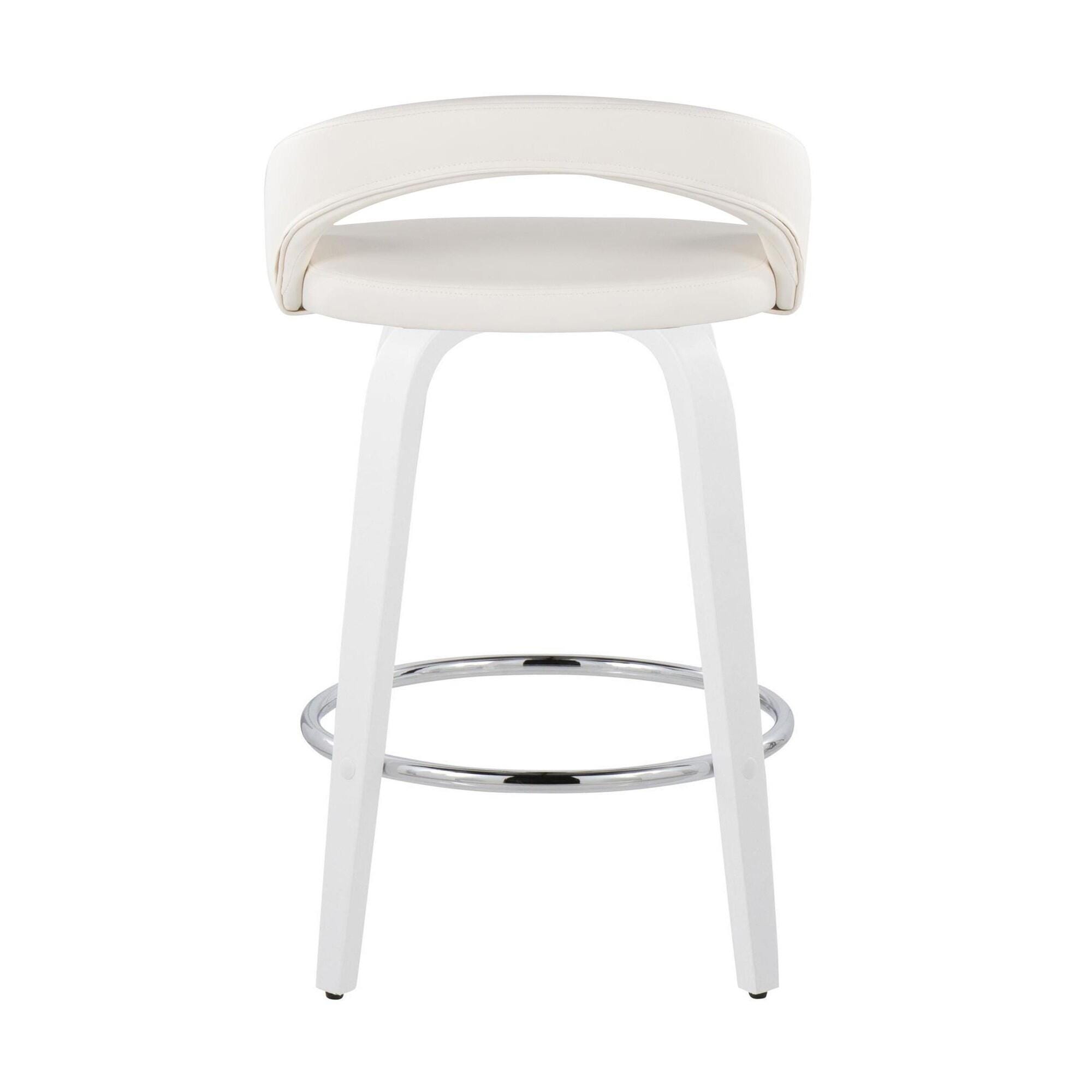 LumiSource Grotto Swivel Counter Height Bar Stool (Set of 2), White, large