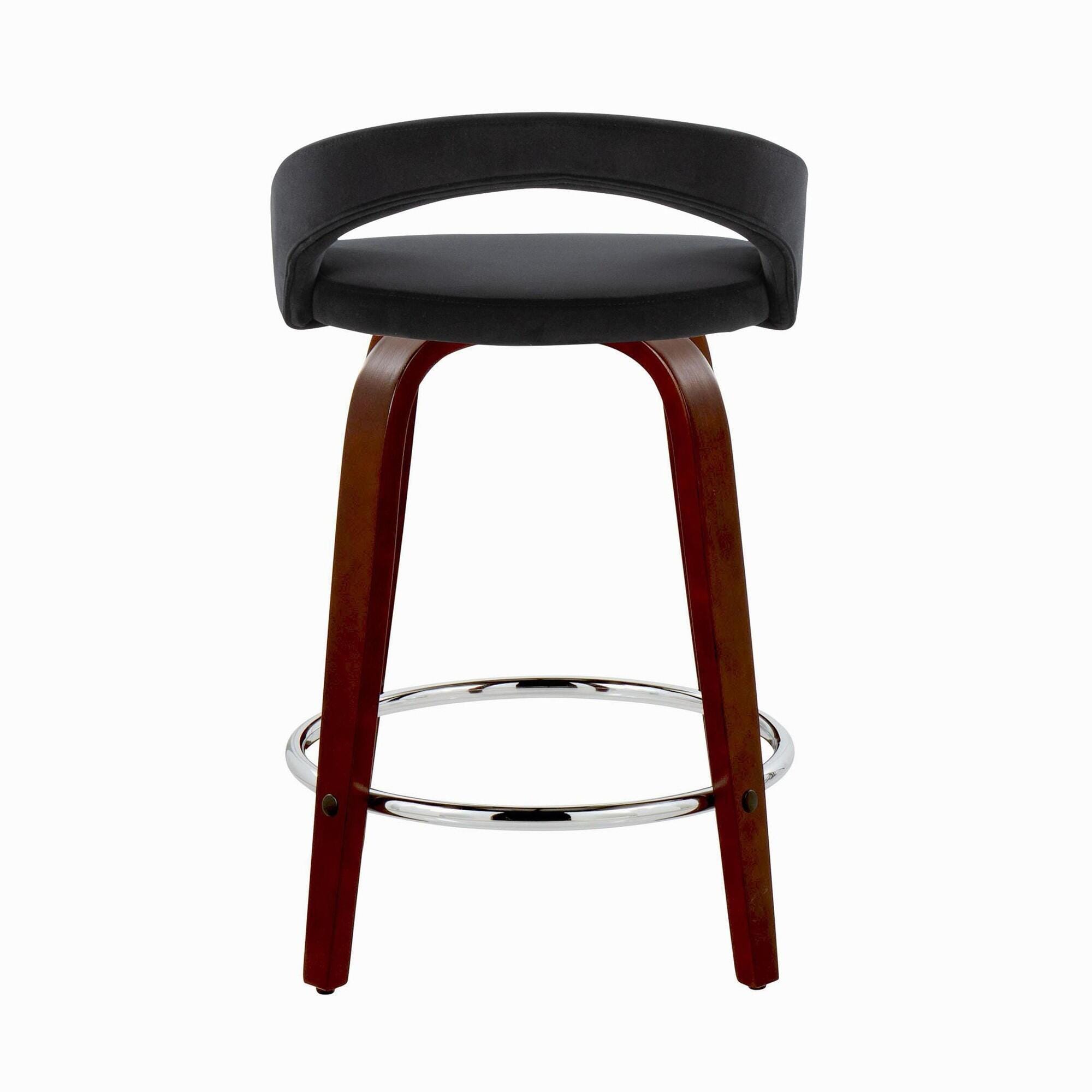 LumiSource Grotto Counter Height Bar Stool (Set of 2), Black/Mahogany, large