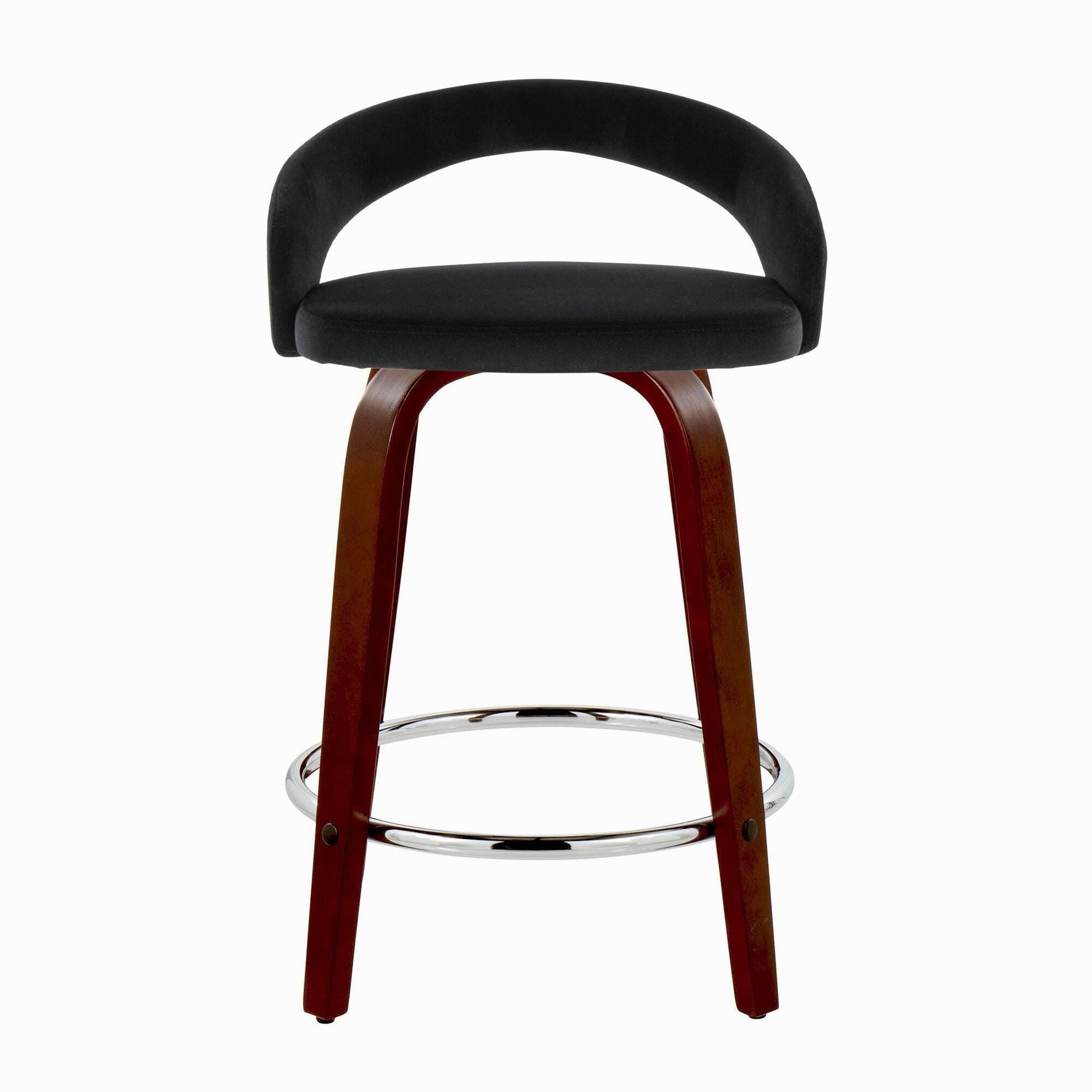 LumiSource Grotto Counter Height Bar Stool (Set of 2), Black/Mahogany, large