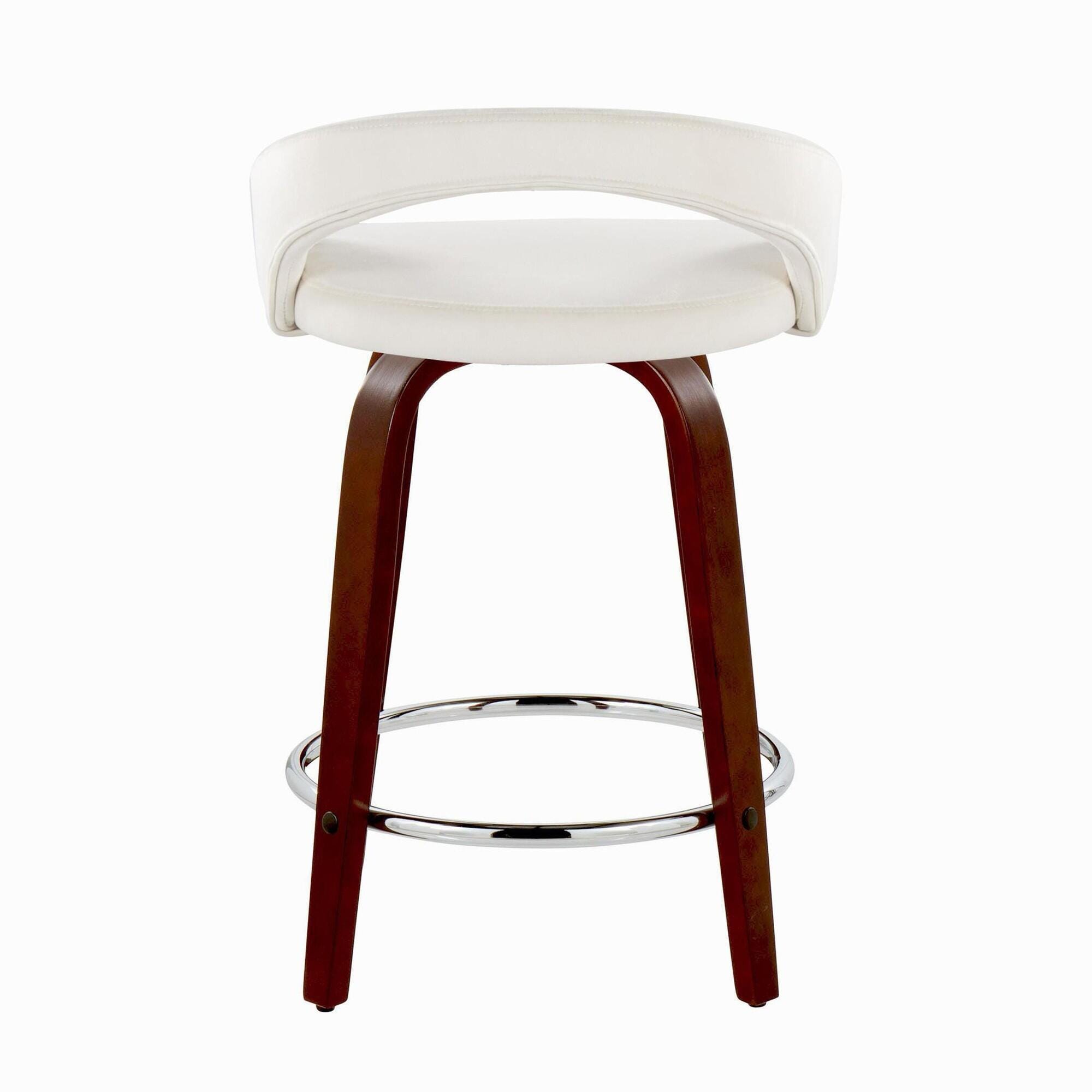 LumiSource Grotto Counter Height Bar Stool (Set of 2), White/Mahogany, large