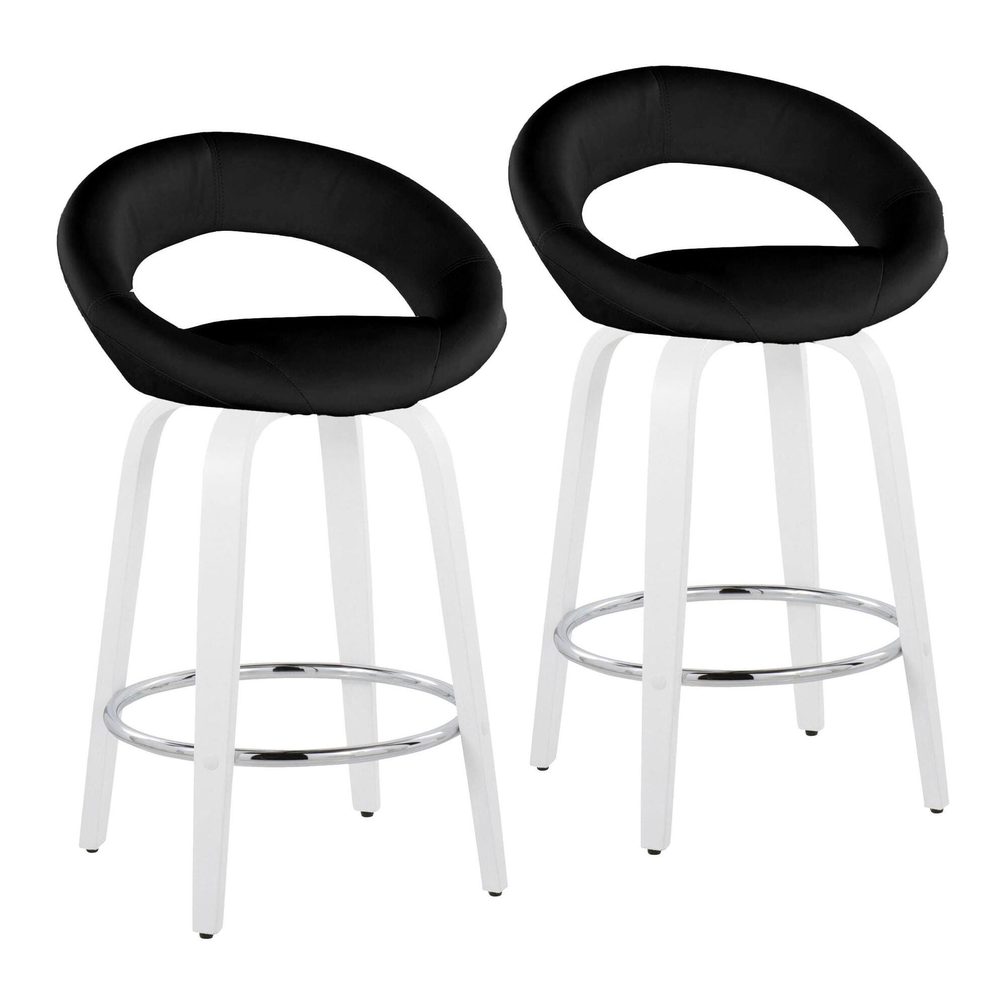 LumiSource Posh Counter Height Bar Stool (Set of 2), Black/White, large