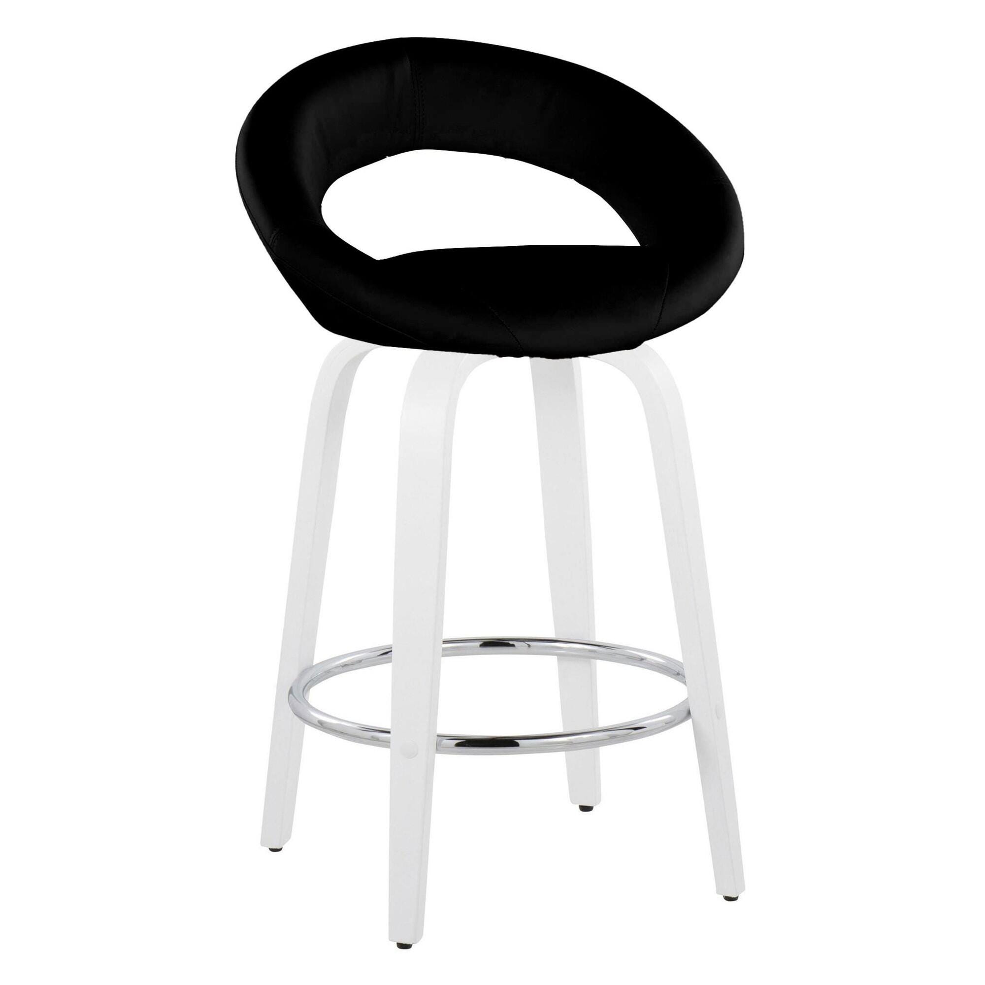 LumiSource Posh Counter Height Bar Stool (Set of 2), Black/White, large