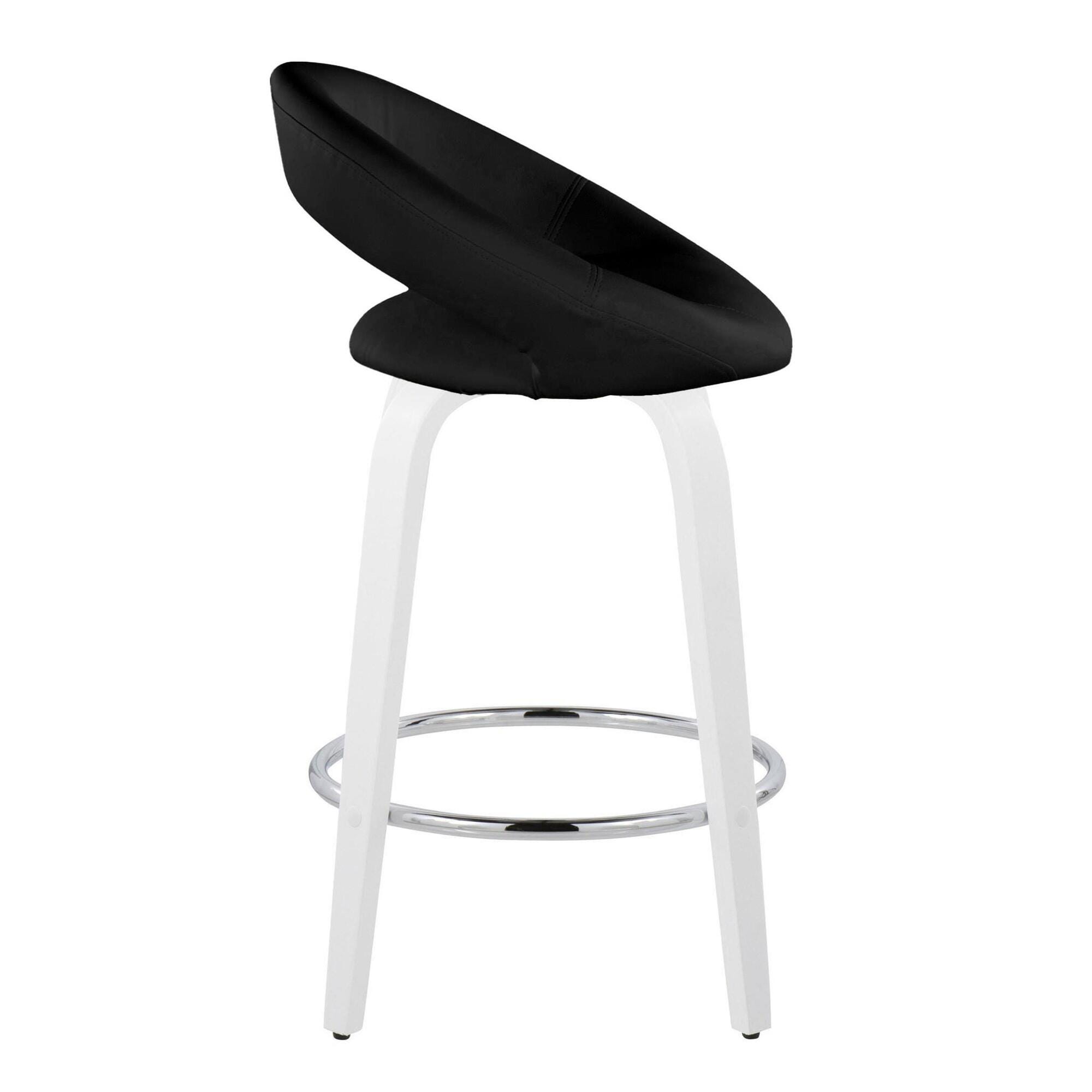 LumiSource Posh Counter Height Bar Stool (Set of 2), Black/White, large