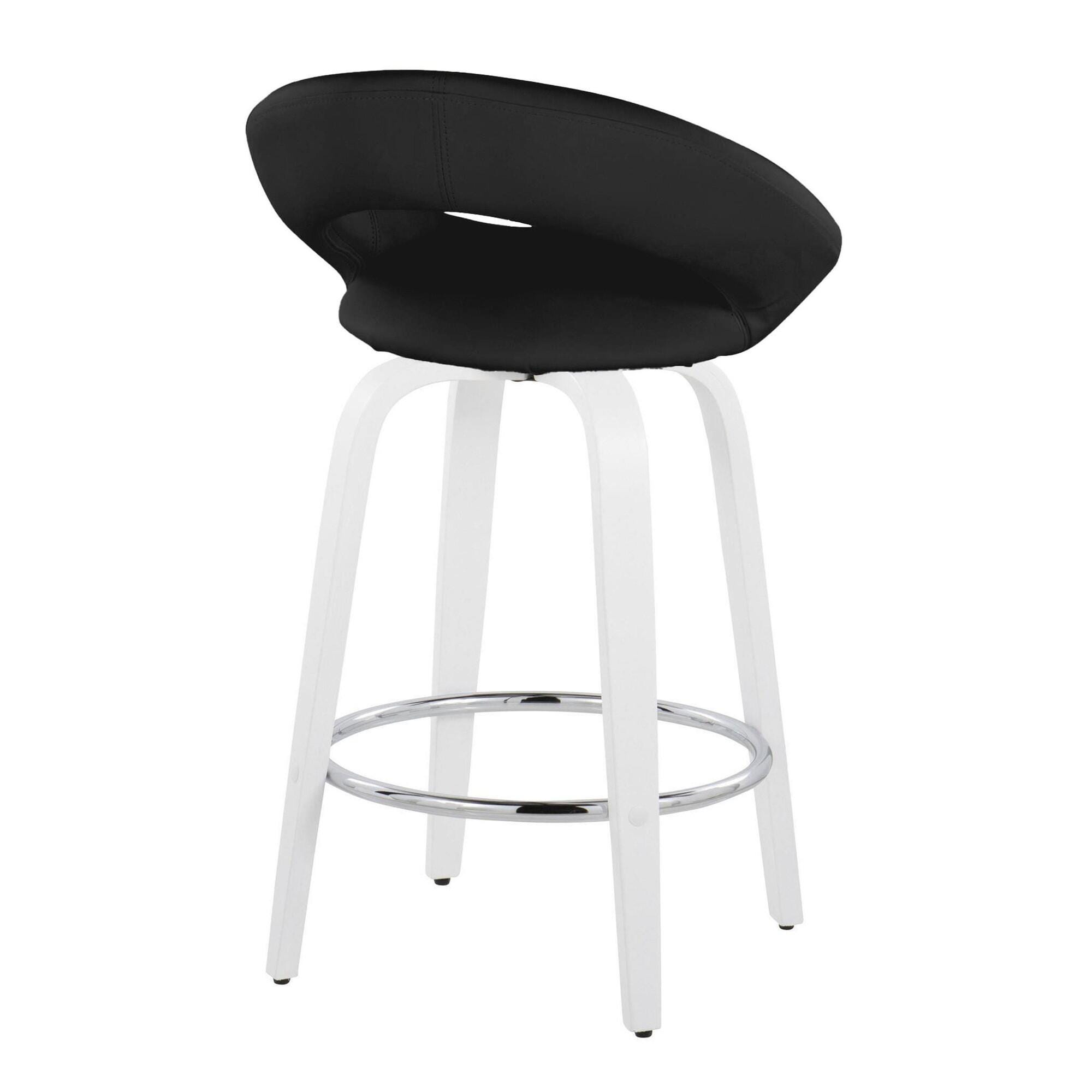 LumiSource Posh Counter Height Bar Stool (Set of 2), Black/White, large