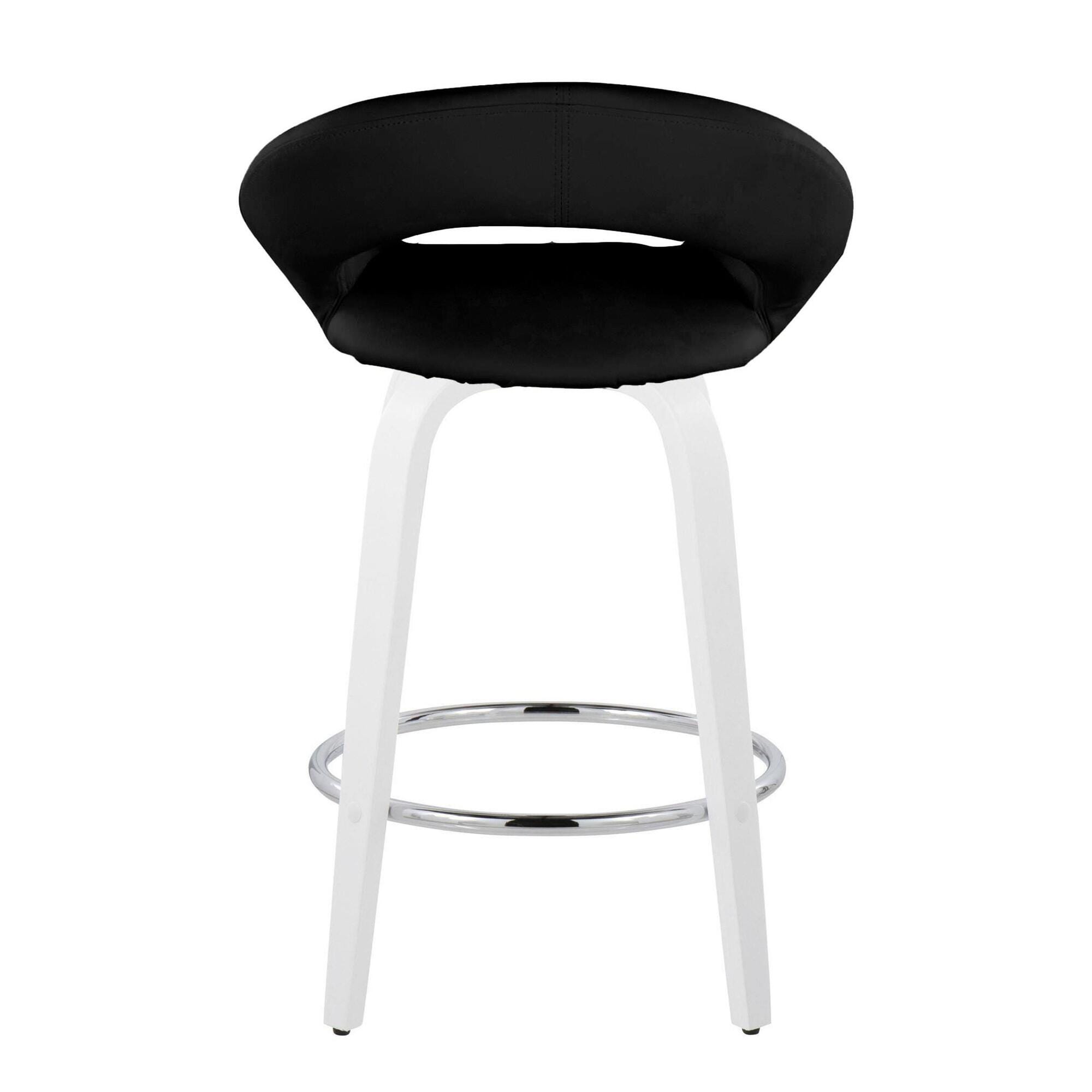 LumiSource Posh Counter Height Bar Stool (Set of 2), Black/White, large