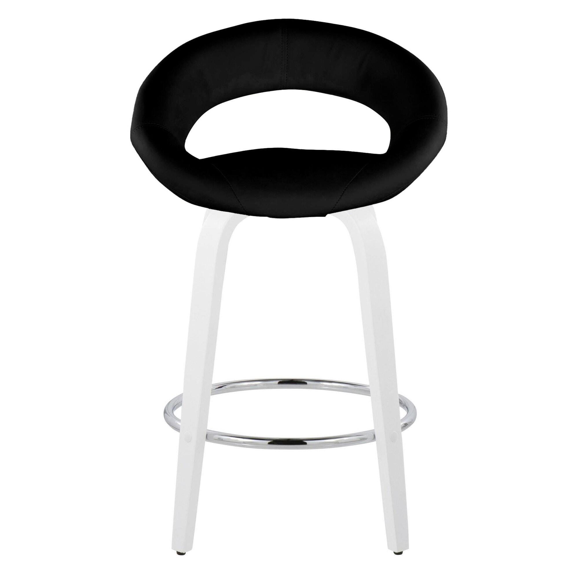 LumiSource Posh Counter Height Bar Stool (Set of 2), Black/White, large