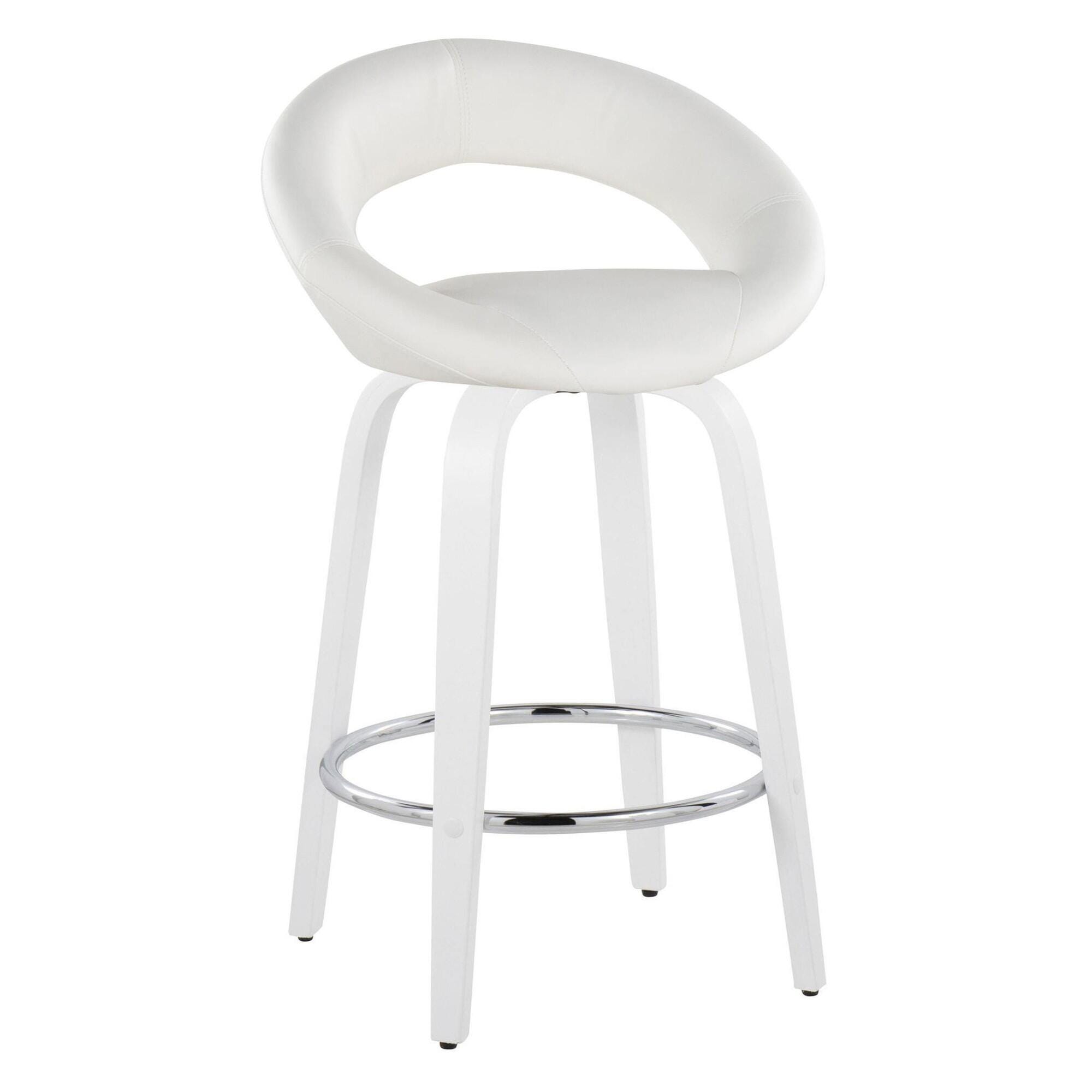 LumiSource Posh Counter Height Bar Stool (Set of 2), White, large