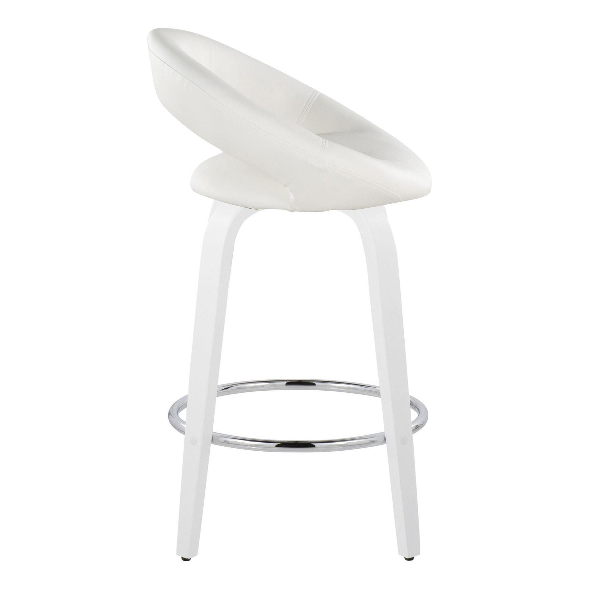 LumiSource Posh Counter Height Bar Stool (Set of 2), White, large