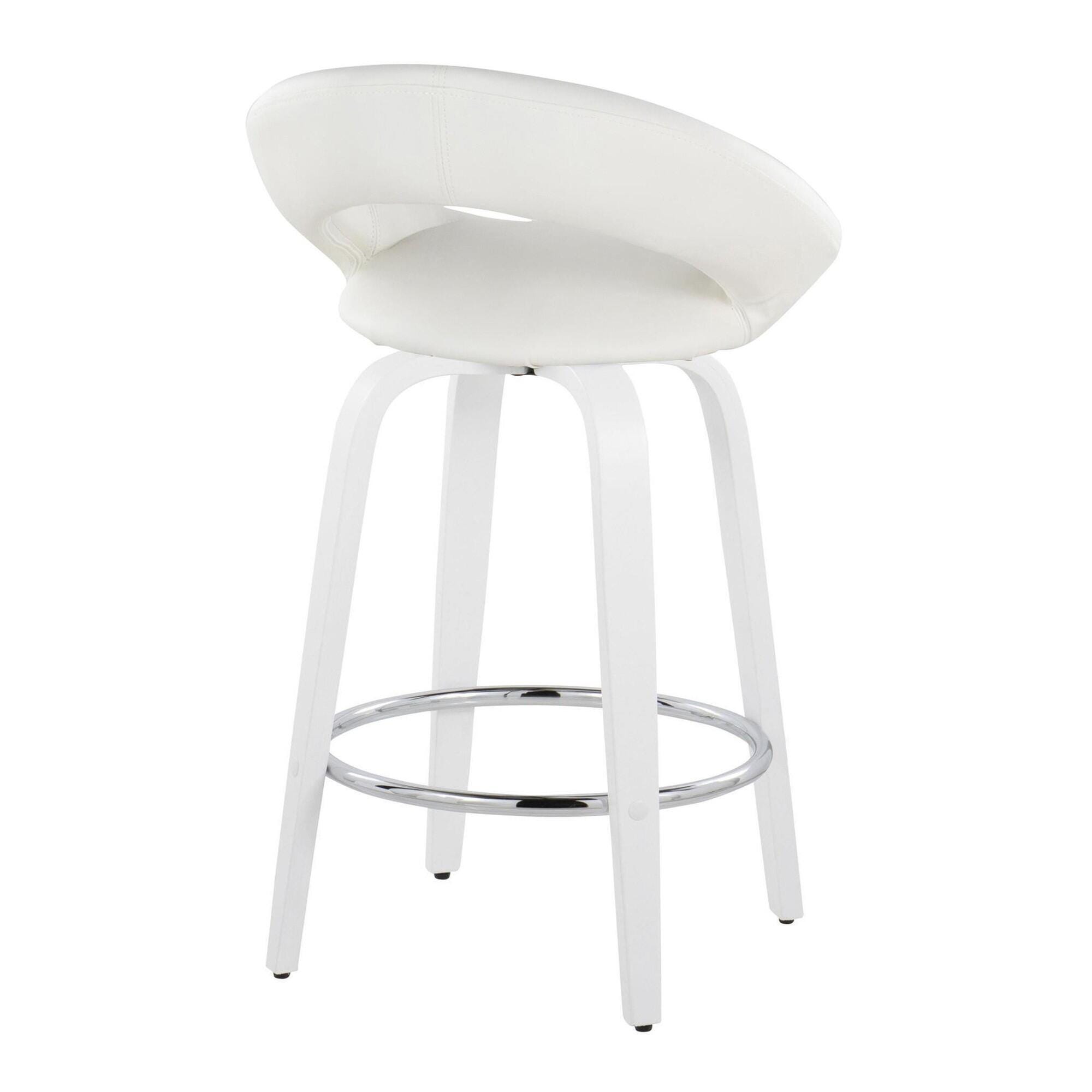 LumiSource Posh Counter Height Bar Stool (Set of 2), White, large