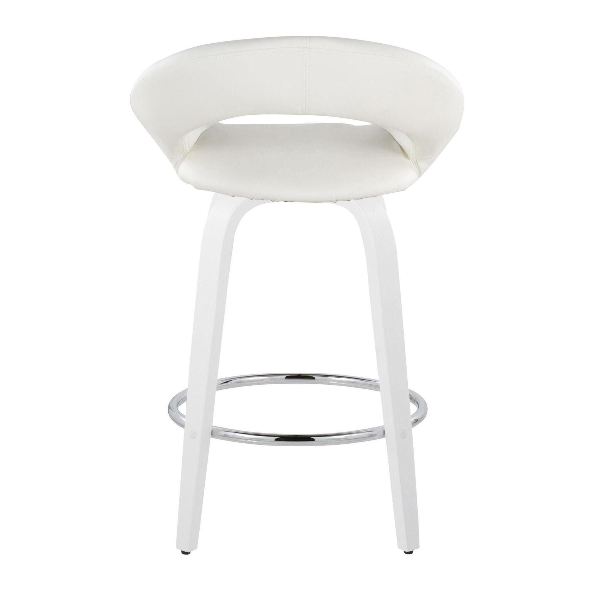 LumiSource Posh Counter Height Bar Stool (Set of 2), White, large