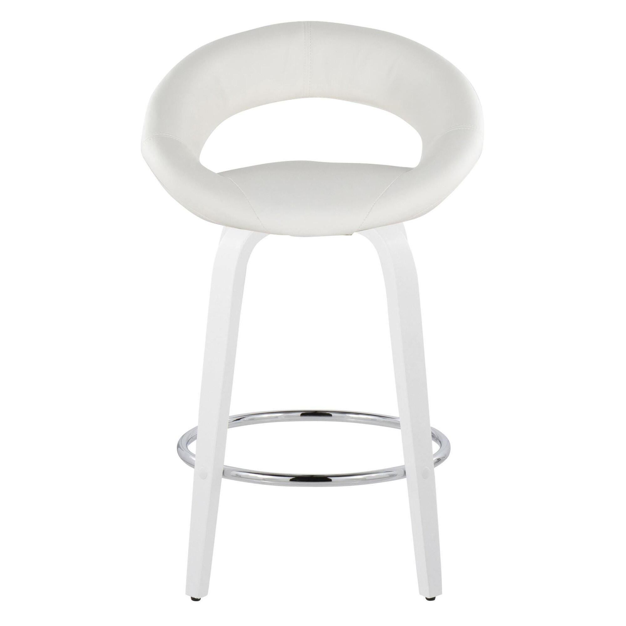 LumiSource Posh Counter Height Bar Stool (Set of 2), White, large